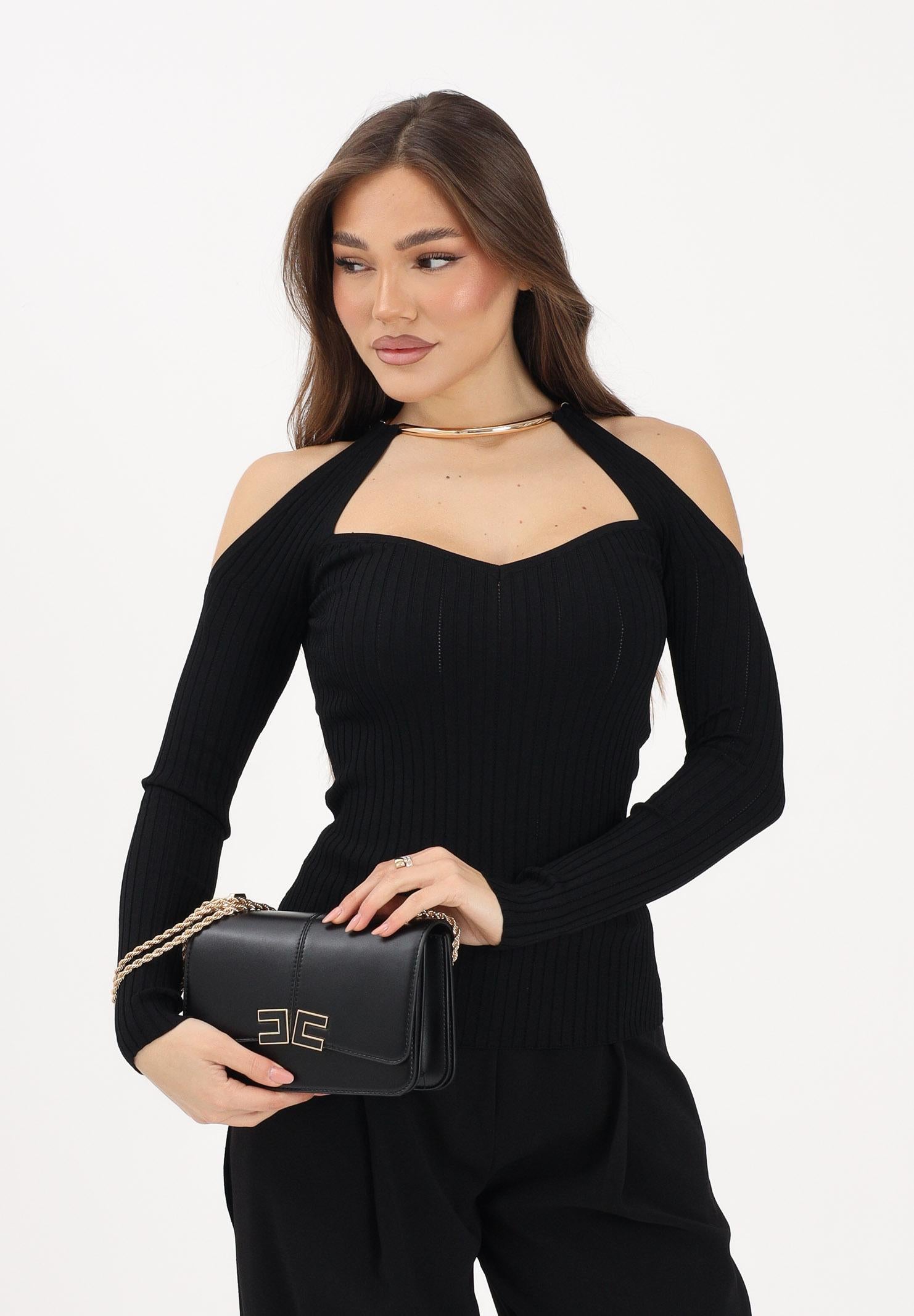 ELISABETTA FRANCHI Maglioncino nero da donna con dettaglio gioiello MK89S61E2 110 ELISABETTA FRANCHI
