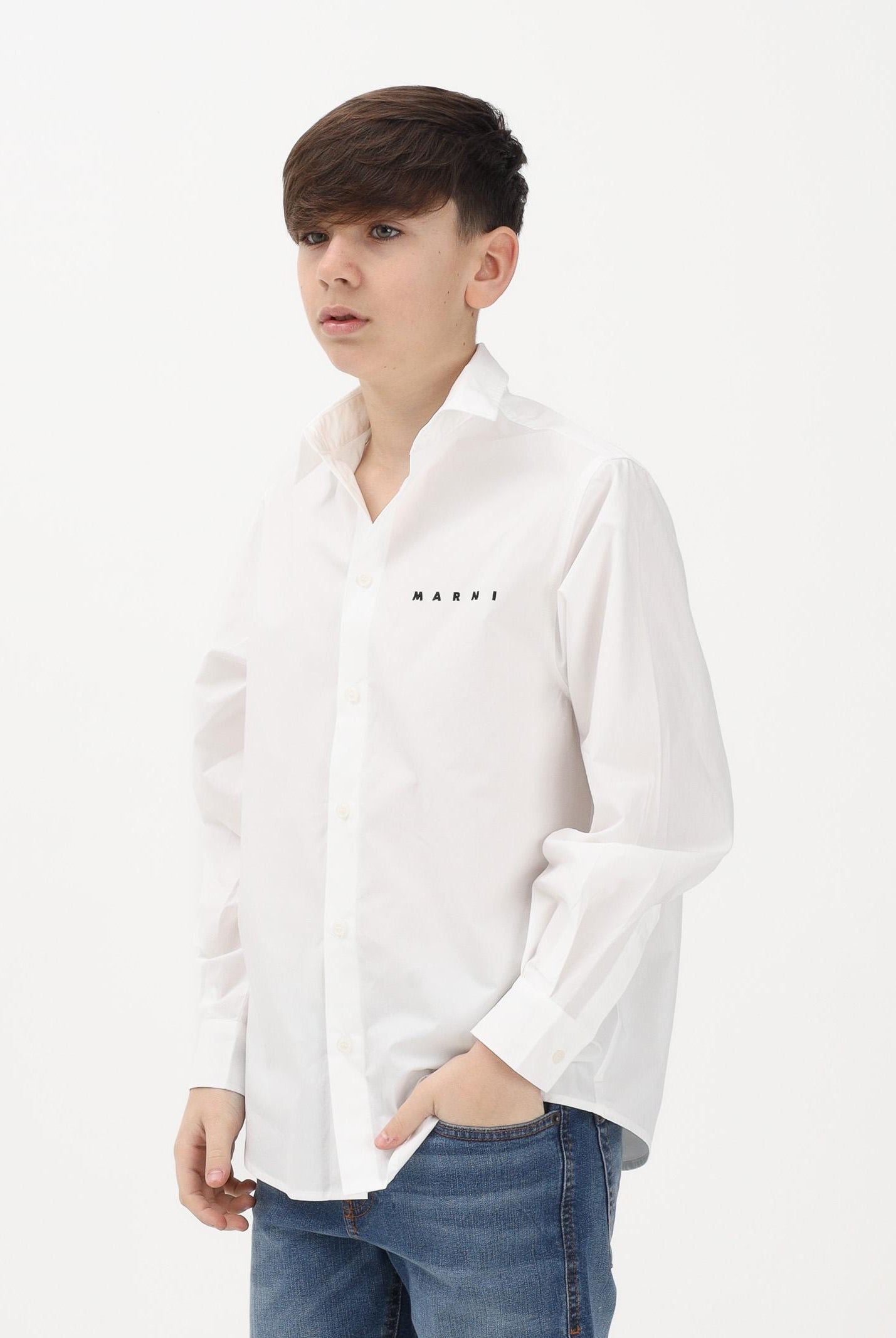 MARNI Camicia a manica lunga bianca per donna, ragazzi e bambini con logo M01628M00UW 0M114 MARNI