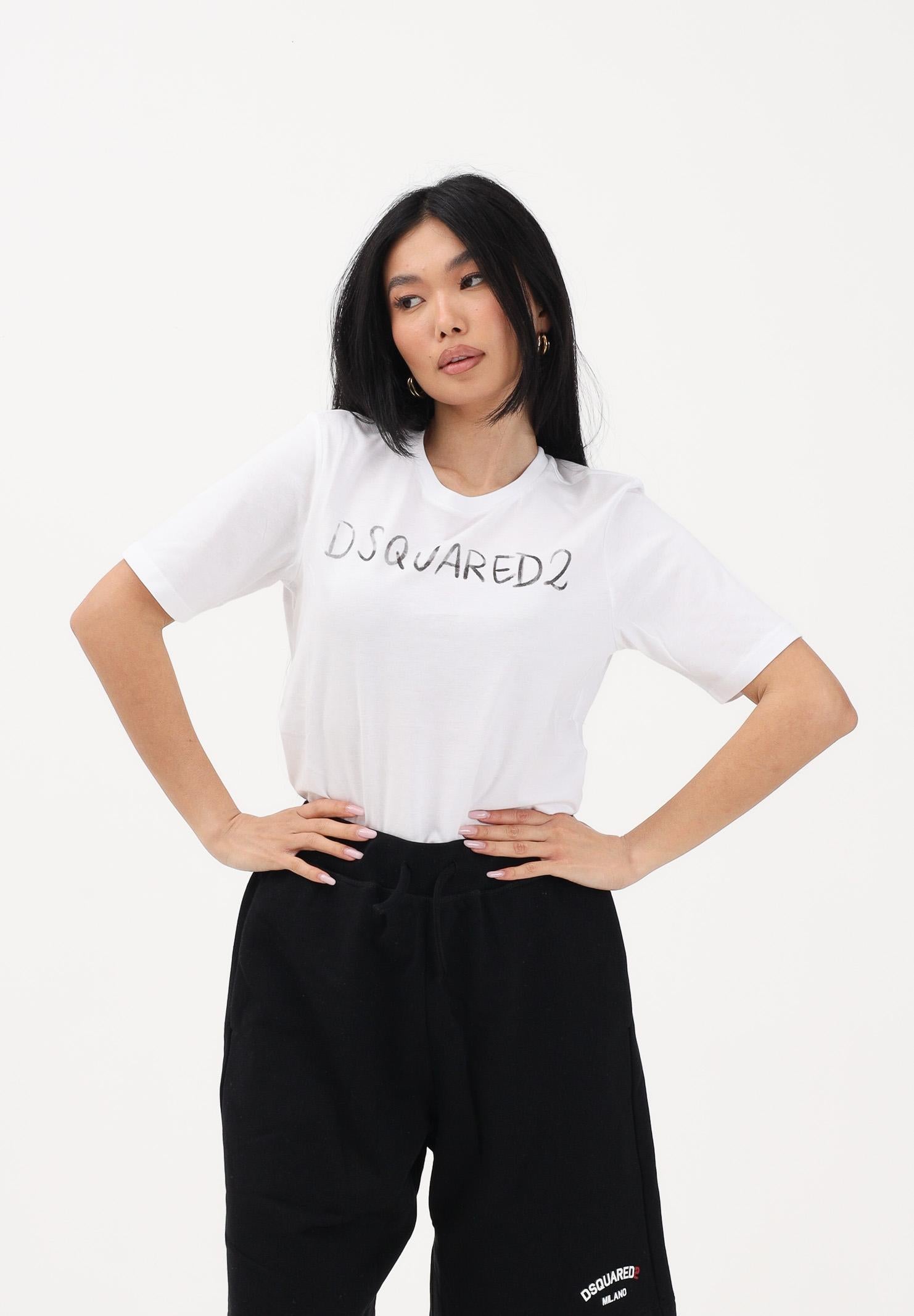 DSQUARED2 T-shirt a manica corta bianca per donna, ragazzi e bambini con logo DQ3158D0AGP DQ100 DSQUARED2