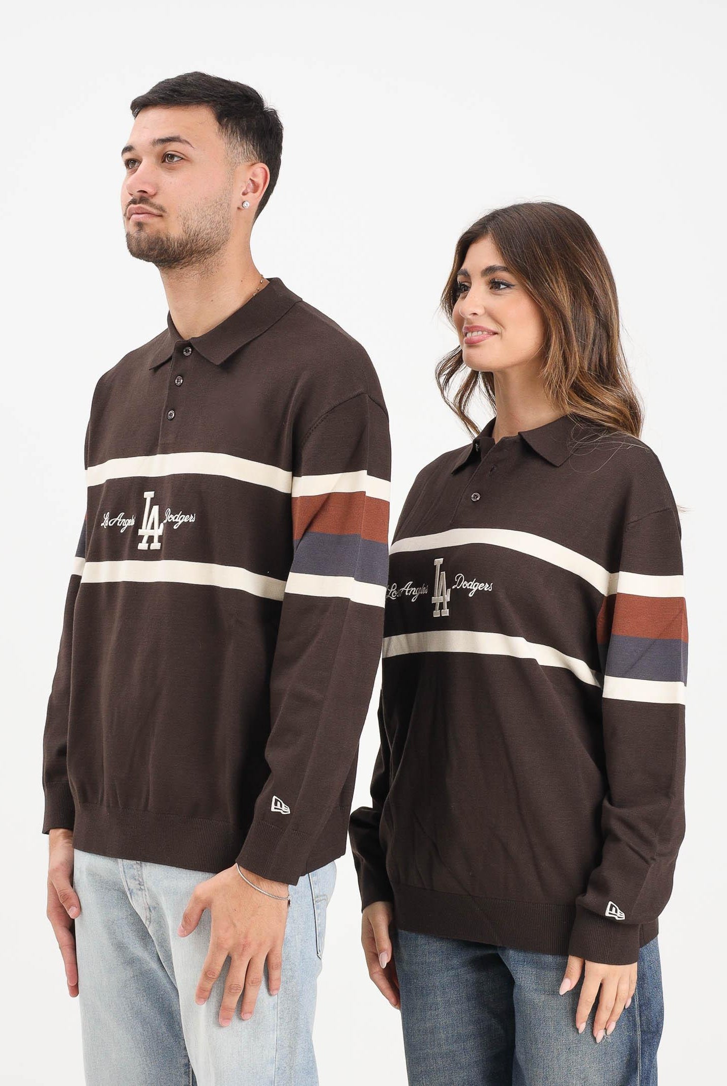 NEW ERA Maglioncino LA Dodgers MLB Rugby marrone per uomo e donna 60758747 NEW ERA