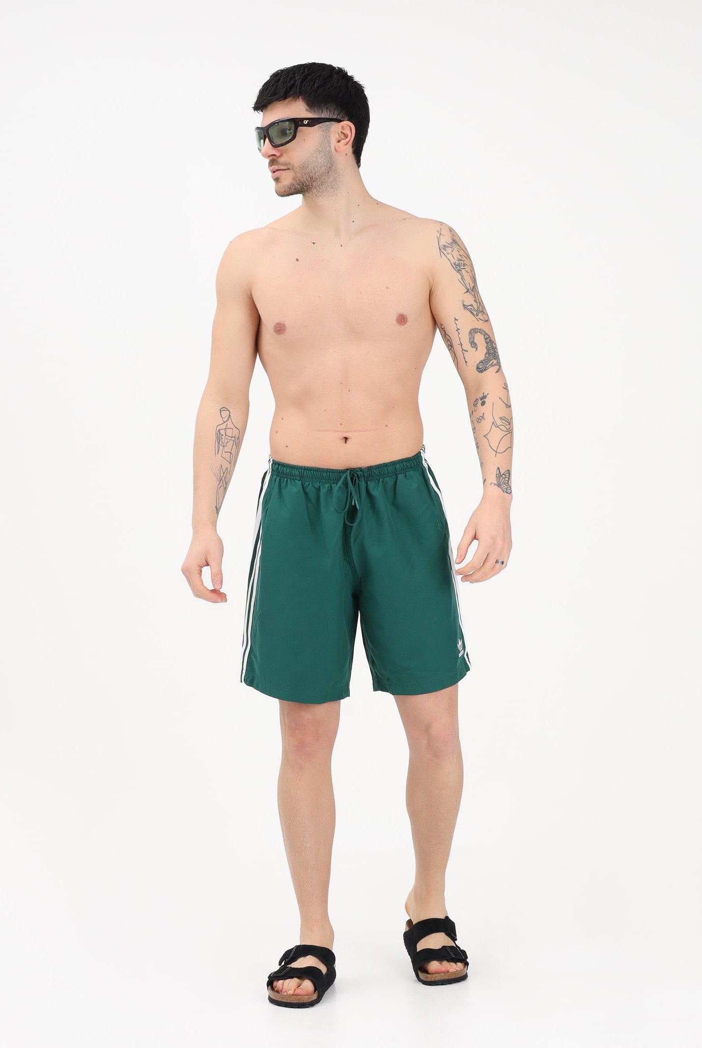 ADIDAS ORIGINALS Shorts mare ADICOLOR 3 STRIPES verde da uomo JZ8477 . ADIDAS ORIGINALS