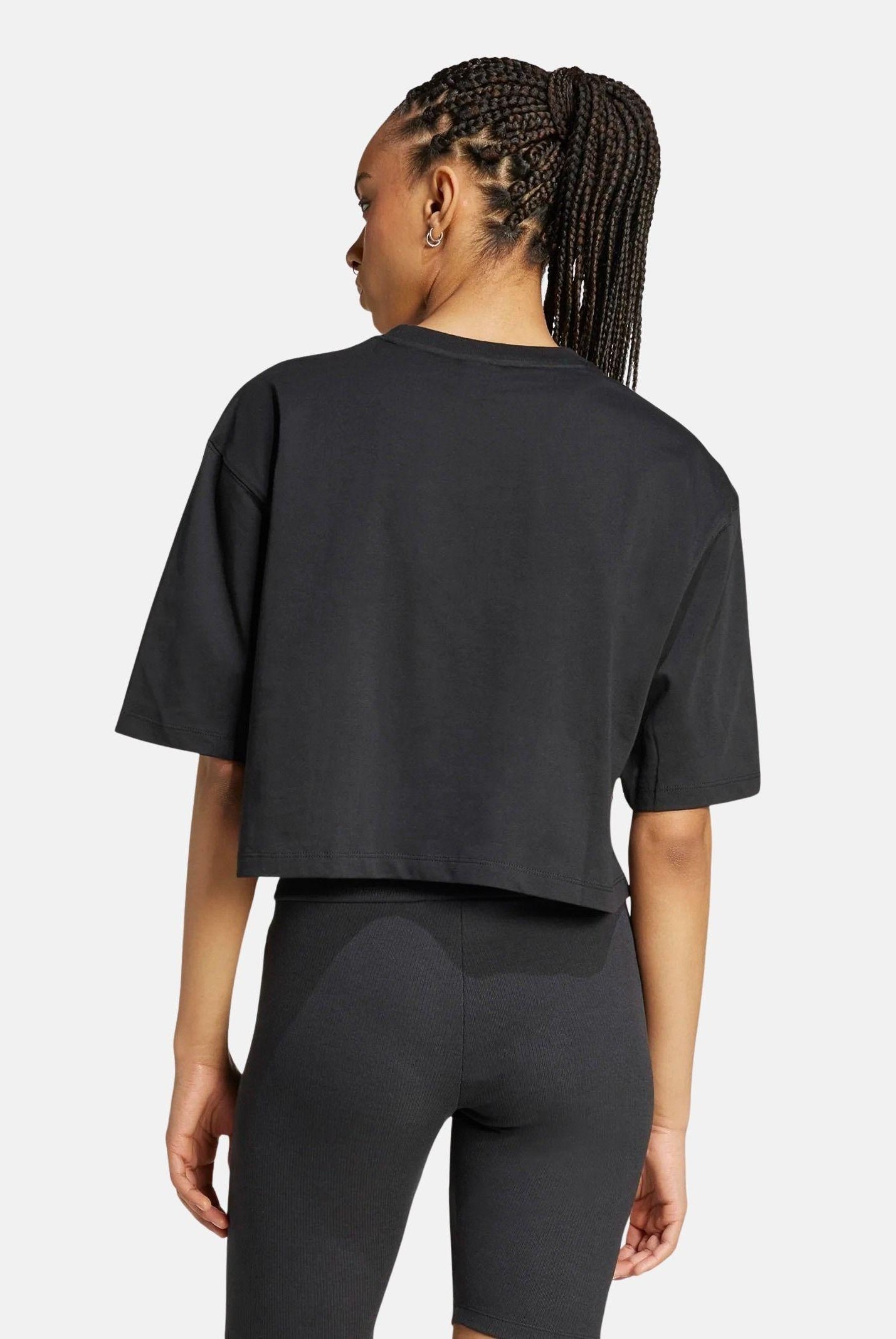 ADIDAS ORIGINALS T-shirt a manica corta Essentials Crop nera da donna IW5706 . ADIDAS ORIGINALS