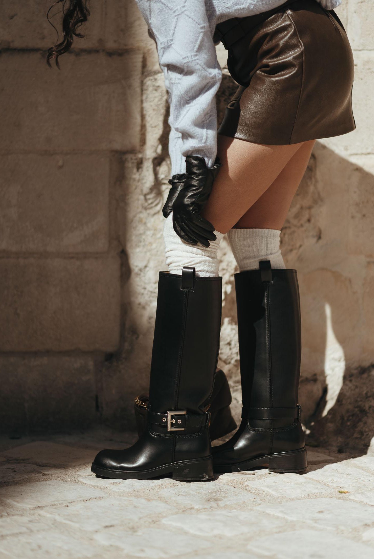 ARMANI EXCHANGE Stivali alti neri da donna con fibbia XW001655AF17476 UC001 ARMANI EXCHANGE