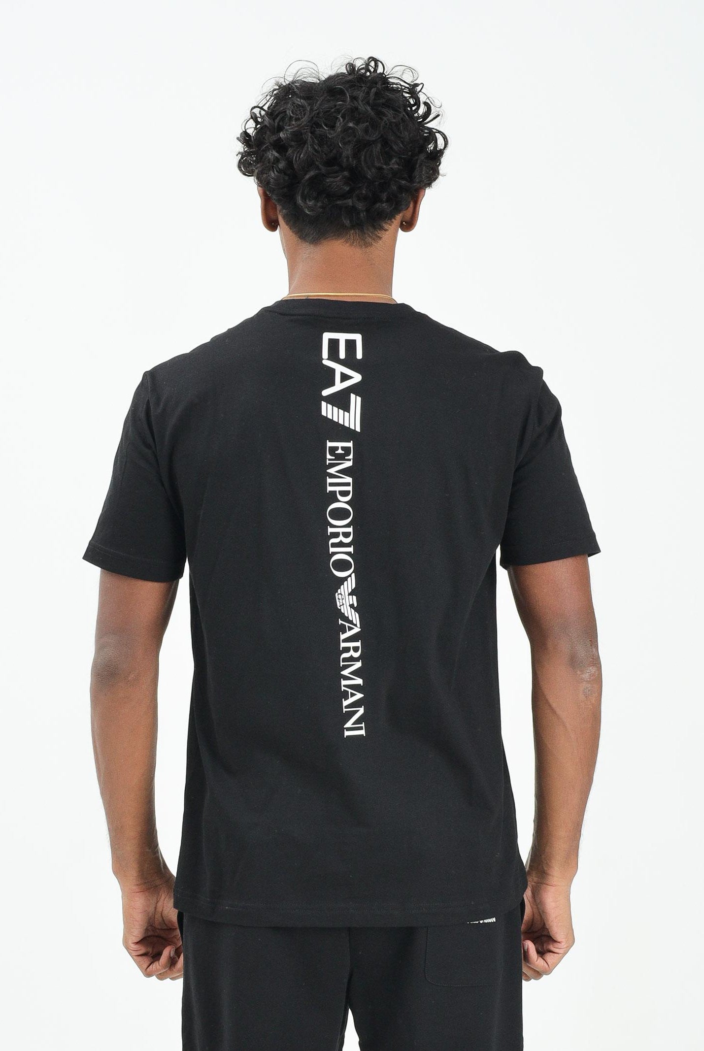 EA7 T-shirt a manica corta nera da uomo con stampa logo 7M000567AF10375 MC001 EA7