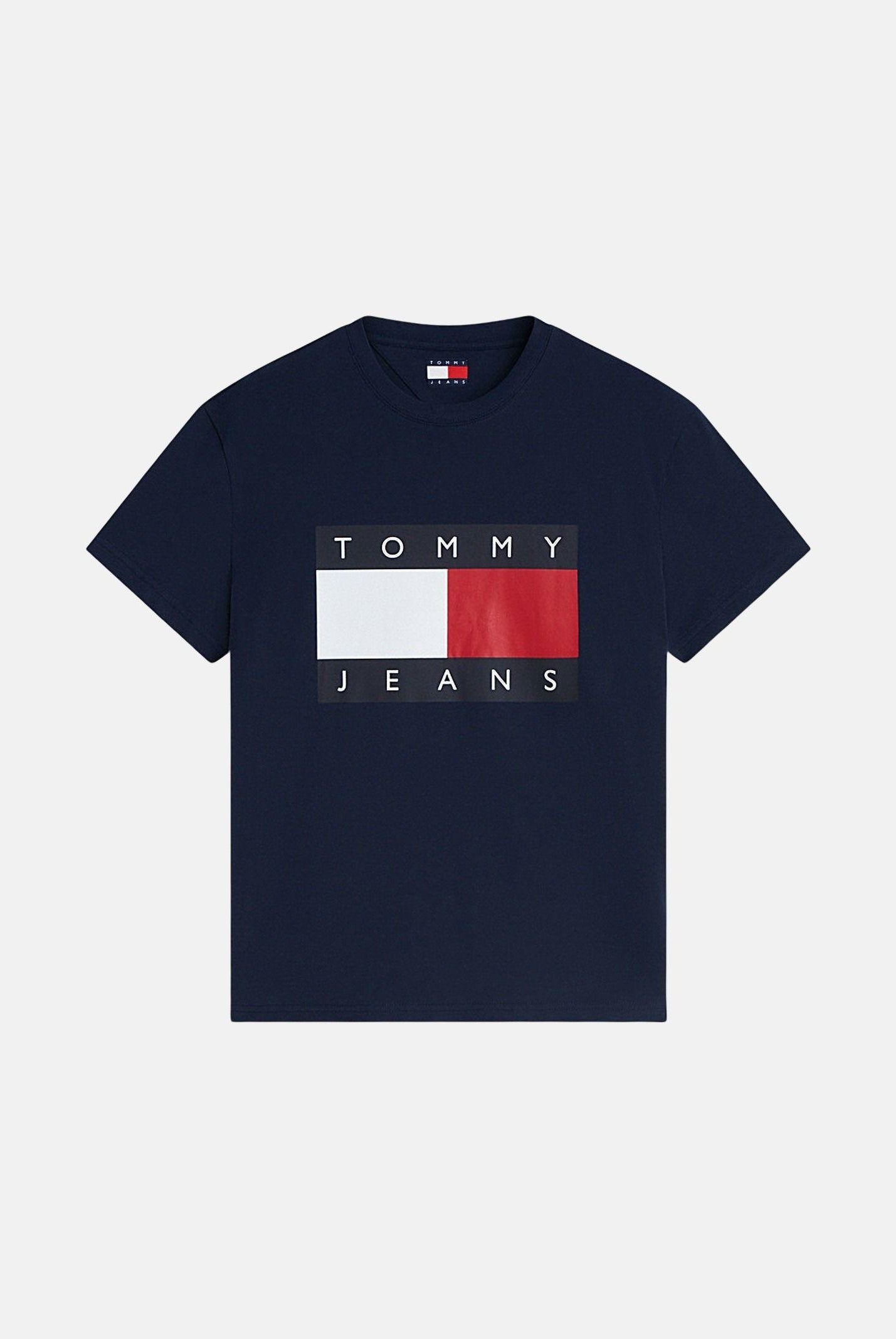 TOMMY JEANS T-shirt a manica corta Flag Badge blu da uomo DM0DM22645 C1G TOMMY JEANS