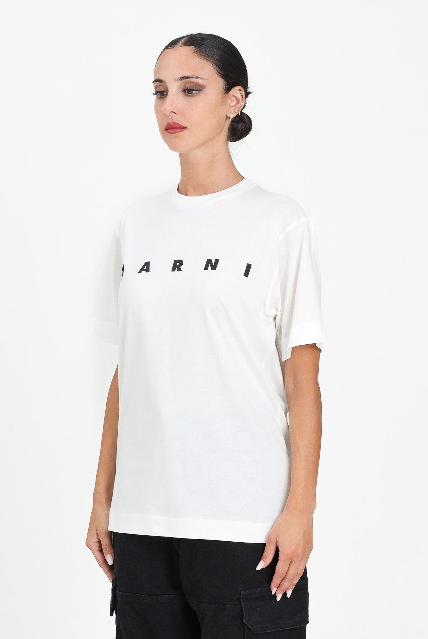 MARNI T-shirt a manica corta bianca per donna, ragazzi e bambini con logo istituzionale M002MVM00RF 0M114 MARNI