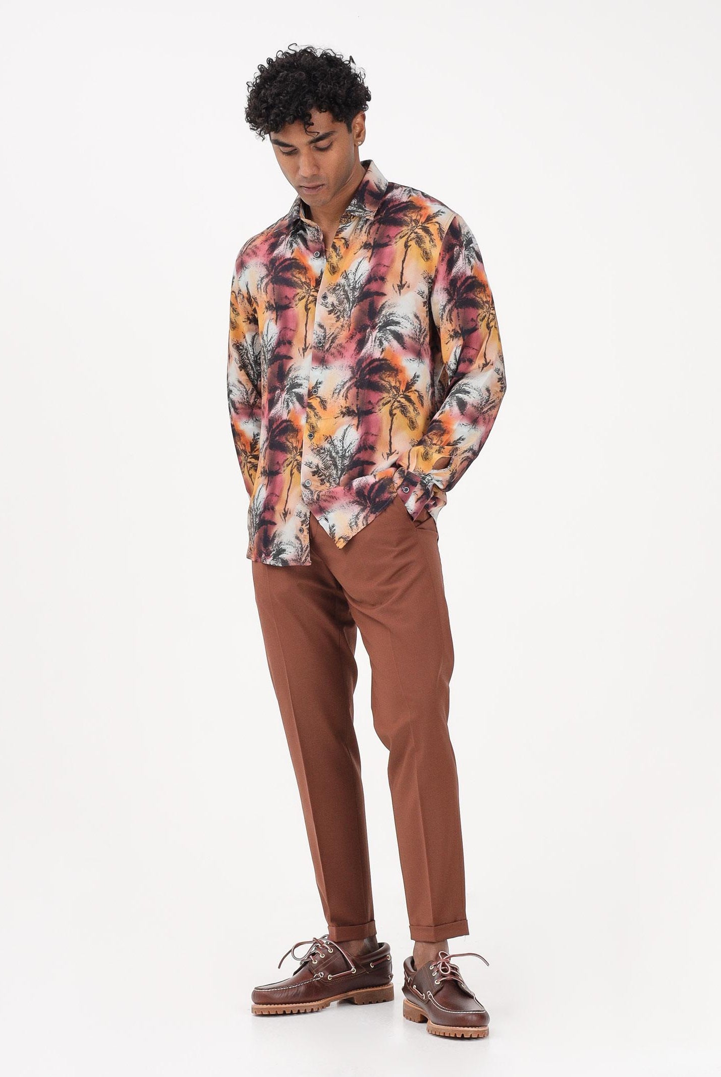 PATRIZIA PEPE Camicia a manica lunga multicolore da uomo con stampa tropicale 5C0310A093 FG80 PATRIZIA PEPE