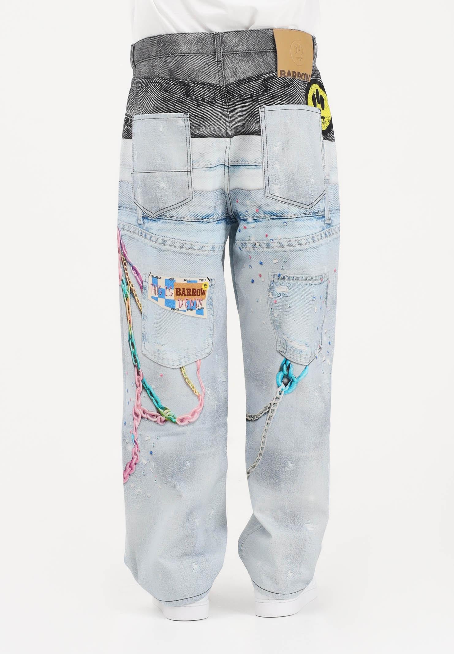BARROW Jeans in denim chiaro per uomo e donna con stampe S6BWUADP040 126 BARROW