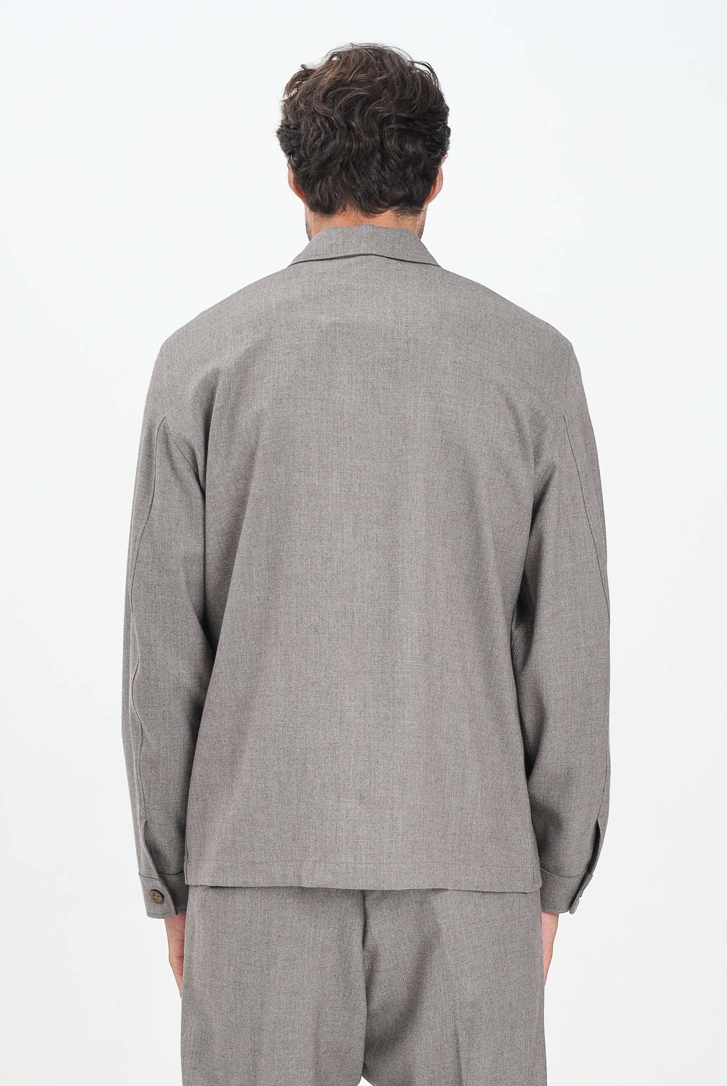 I'M BRIAN Camicia tortora da uomo con applicazione logo CA3449 TOR I'M BRIAN