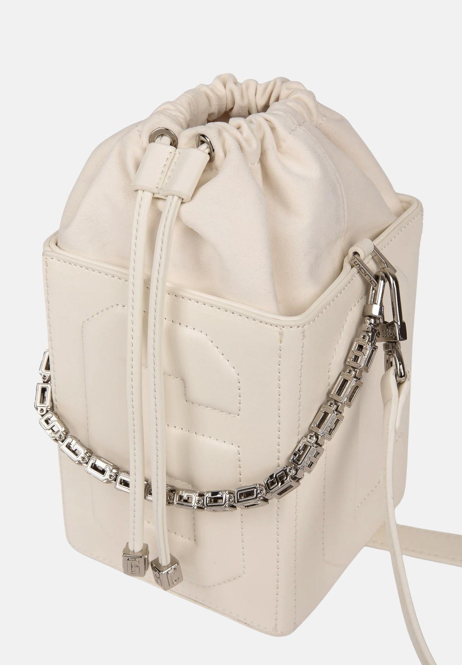 GCDS Borsa a mano panna da donna con logo GCDS in rilievo 3D GCDSD001 10 GCDS