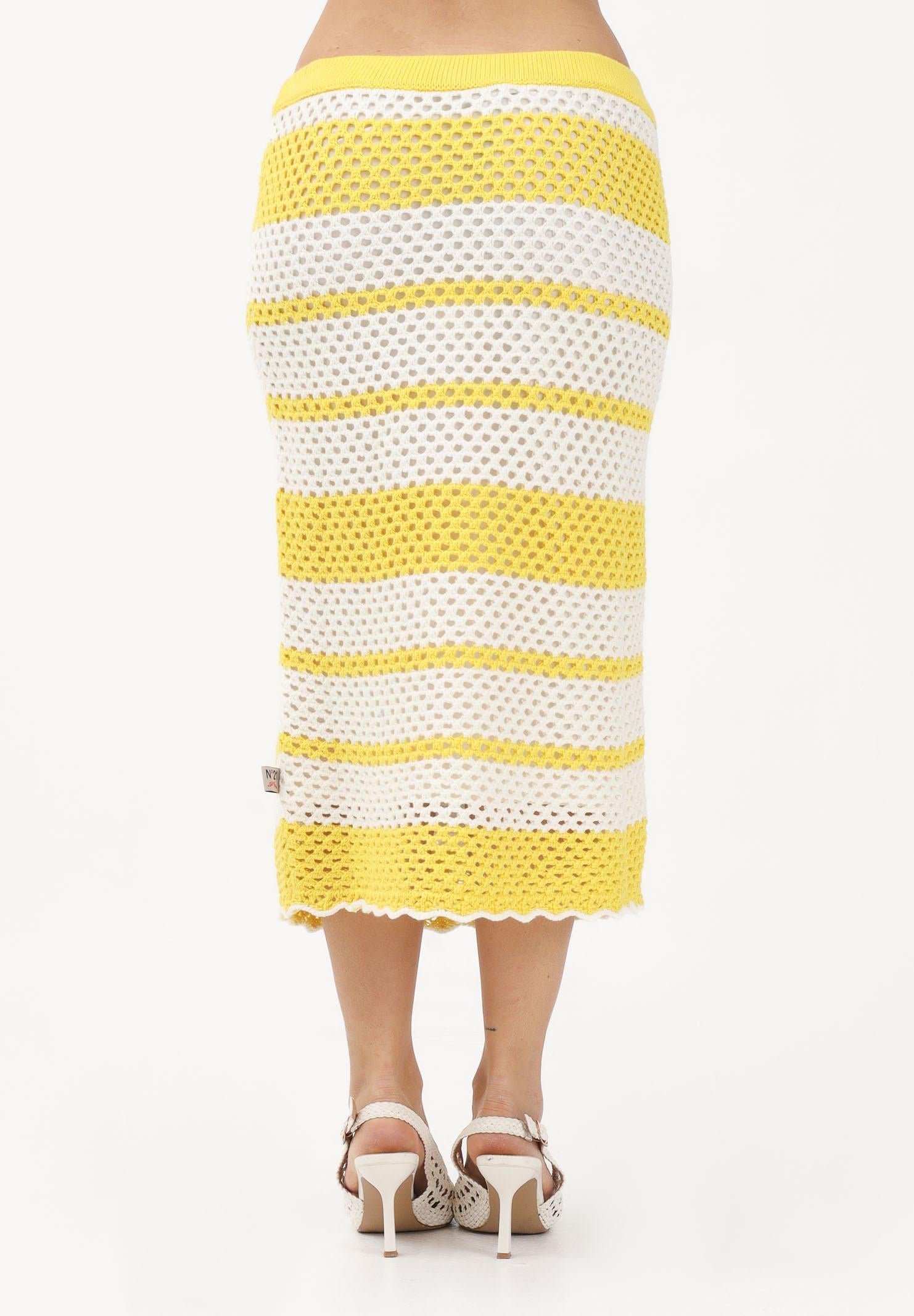 N21 Gonna midi bianca e gialla per donna, ragazze e bambine con motivo a righe N2109XN0488 0N215 N21
