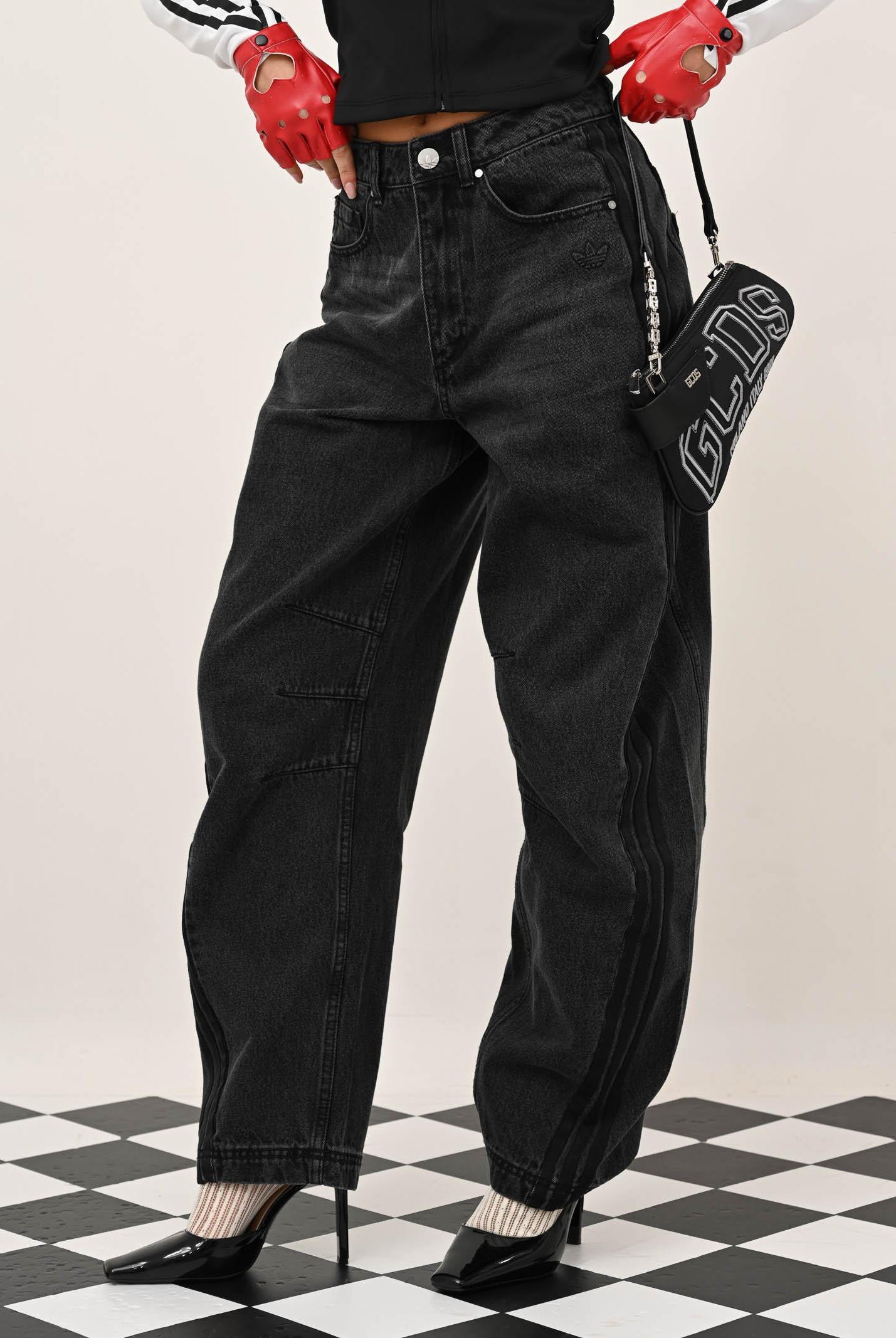 ADIDAS ORIGINALS Jeans ADILENIUM SEASON 3 in denim nero da donna JX9213 . ADIDAS ORIGINALS