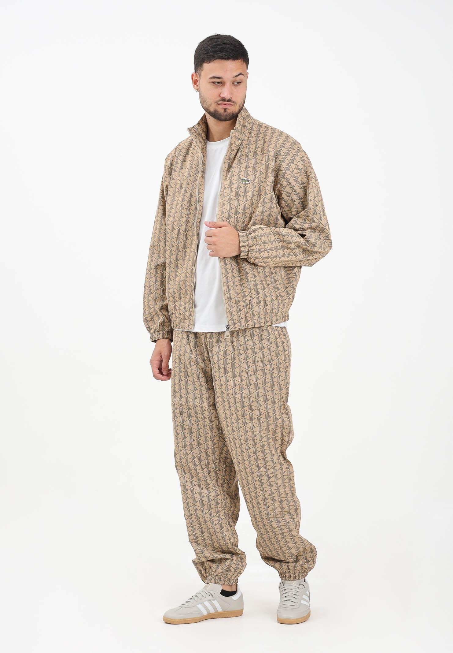 LACOSTE Pantalone sportivo beige da uomo con monogramma XH8908 IXQ LACOSTE