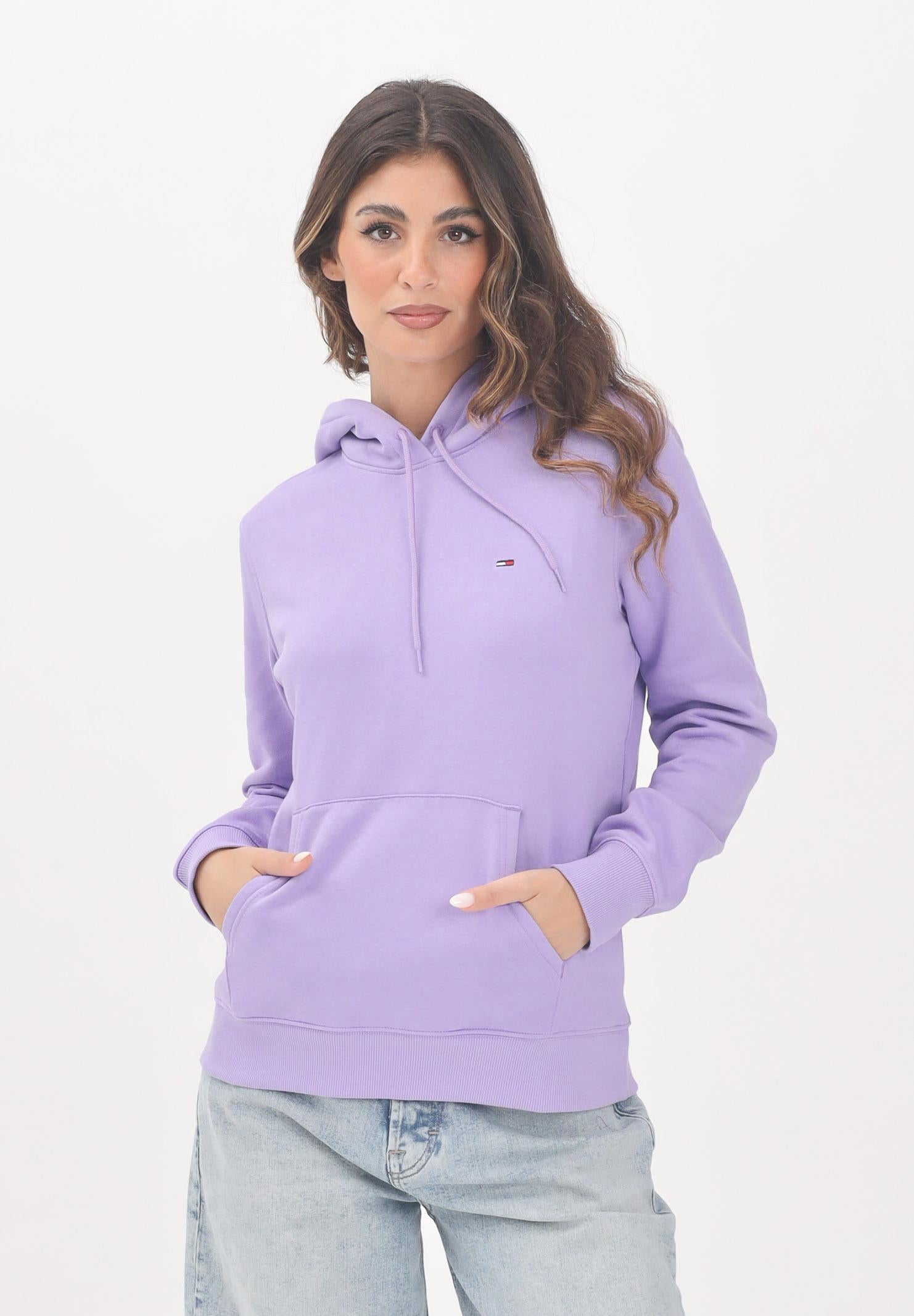 TOMMY JEANS Felpa con cappuccio lilla da donna rifinita da logo DW0DW19958W0E TOMMY JEANS