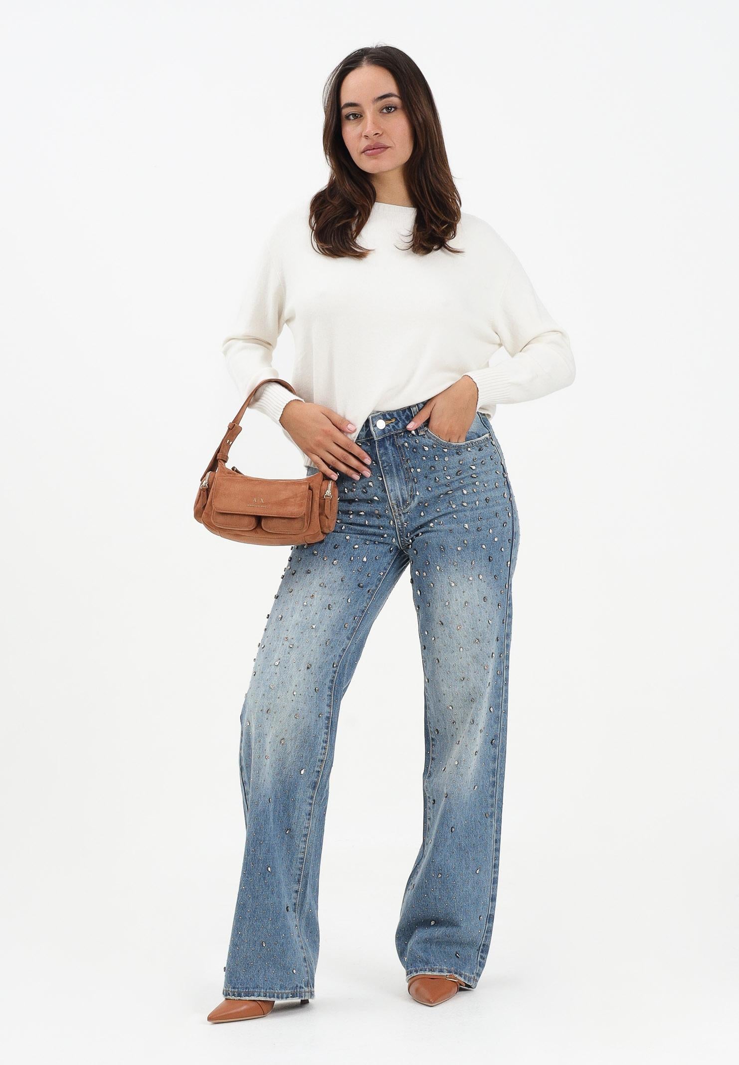 VICOLO Jeans Aurora in denim da donna con pietre DF5154 VU VICOLO