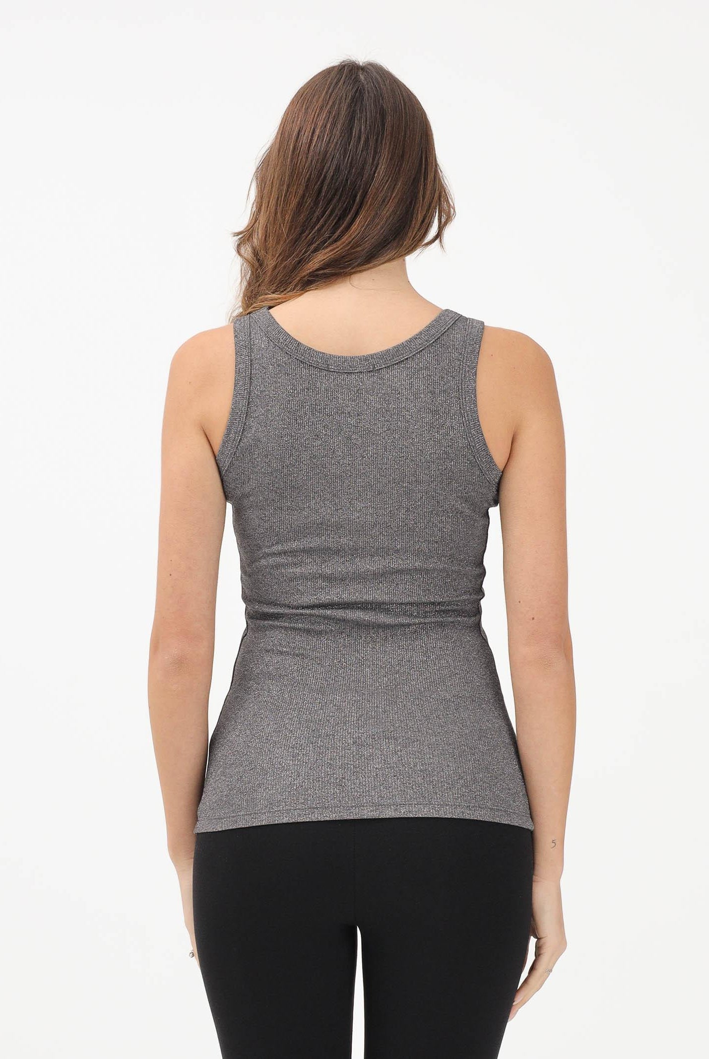 VICOLO Canotta grigia da donna realizzata in un tessuto lavorato con filato lamé UF0055 GR VICOLO