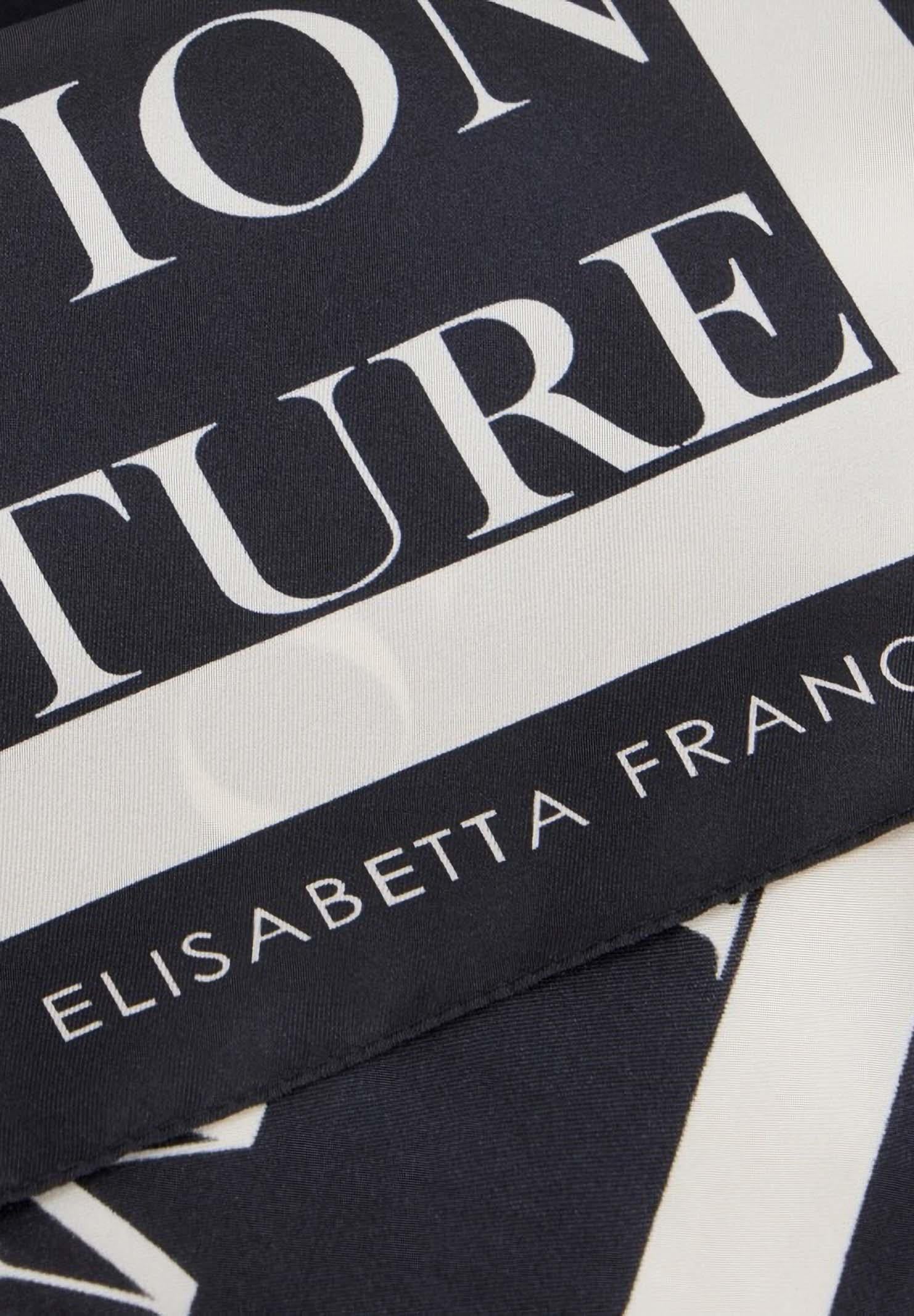 ELISABETTA FRANCHI Foulard nero e burro da donna con stampa lettering FO19F61E2 685 ELISABETTA FRANCHI