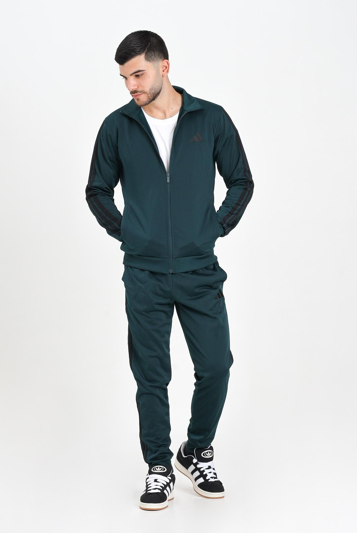ADIDAS PERFORMANCE Tuta Basic 3 Strisce Tricot verde da uomo JX5502 ADIDAS PERFORMANCE