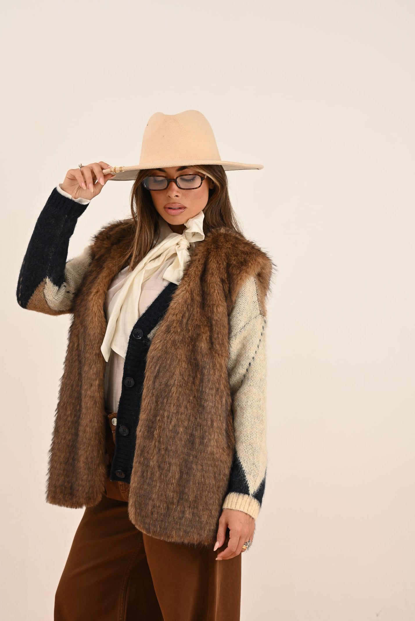 ONLY Pelliccia smanicata marrone da donna 15354308 Tannin ONLY