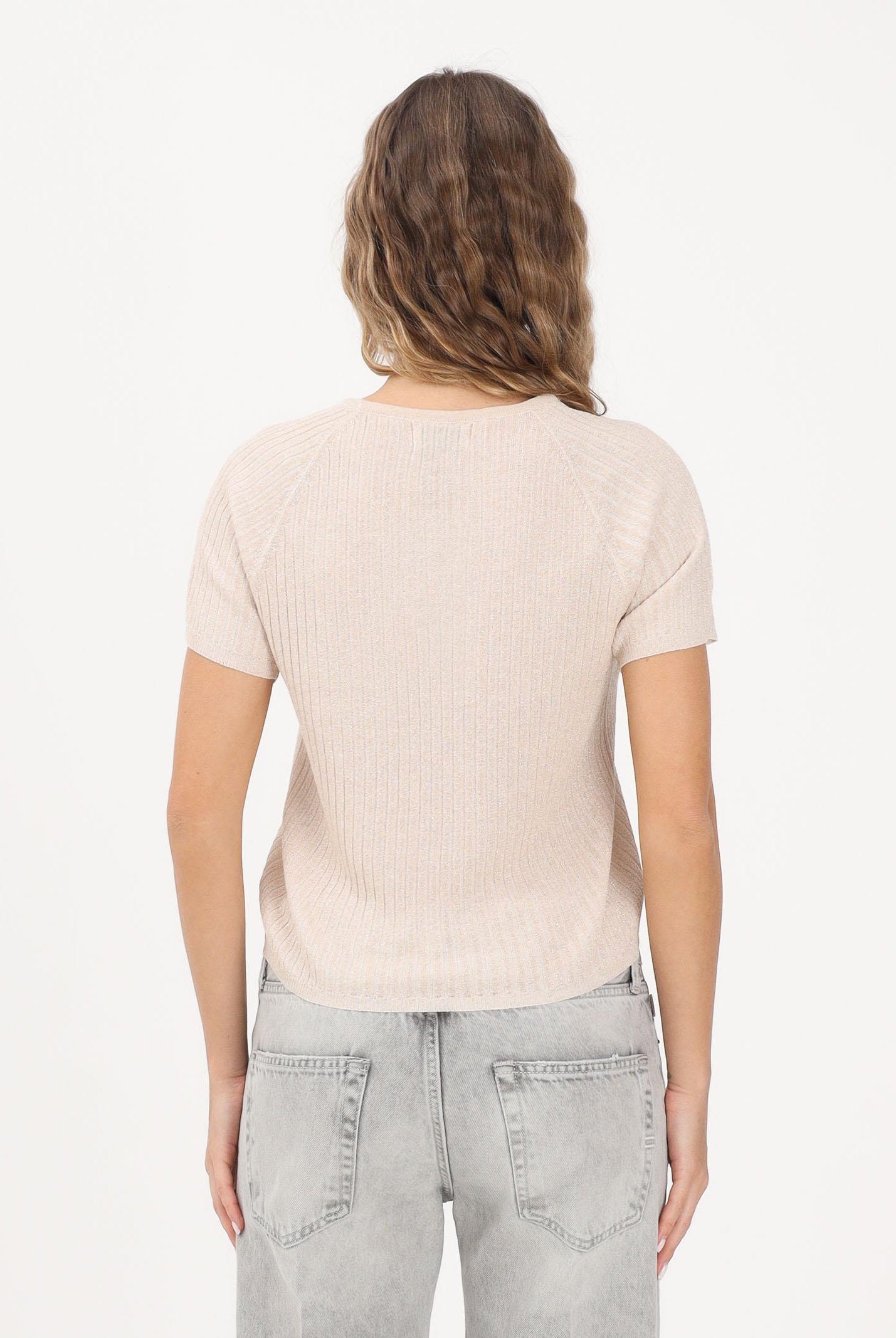 JDY Maglia girocollo beige da donna in filo 15334641 CLDAWGO JDY