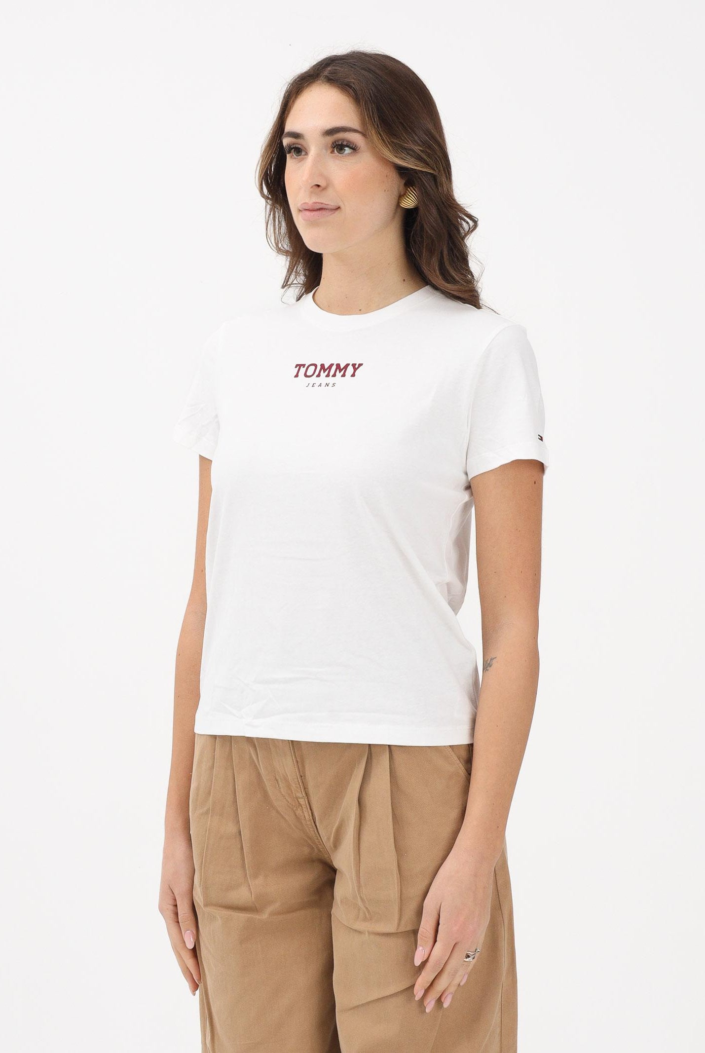 TOMMY JEANS T-shirt a manica corta bianca da donna con logo DW0DW21842 YBL TOMMY JEANS