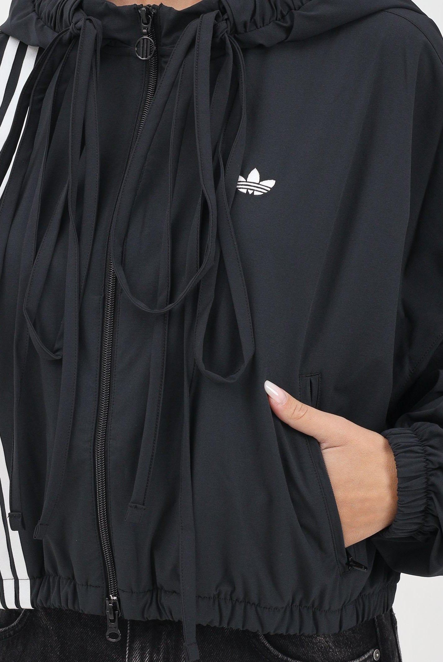 ADIDAS ORIGINALS Giacca a vento Ribbon Off Placed 3 Stripes nera da donna JX2698 ADIDAS ORIGINALS