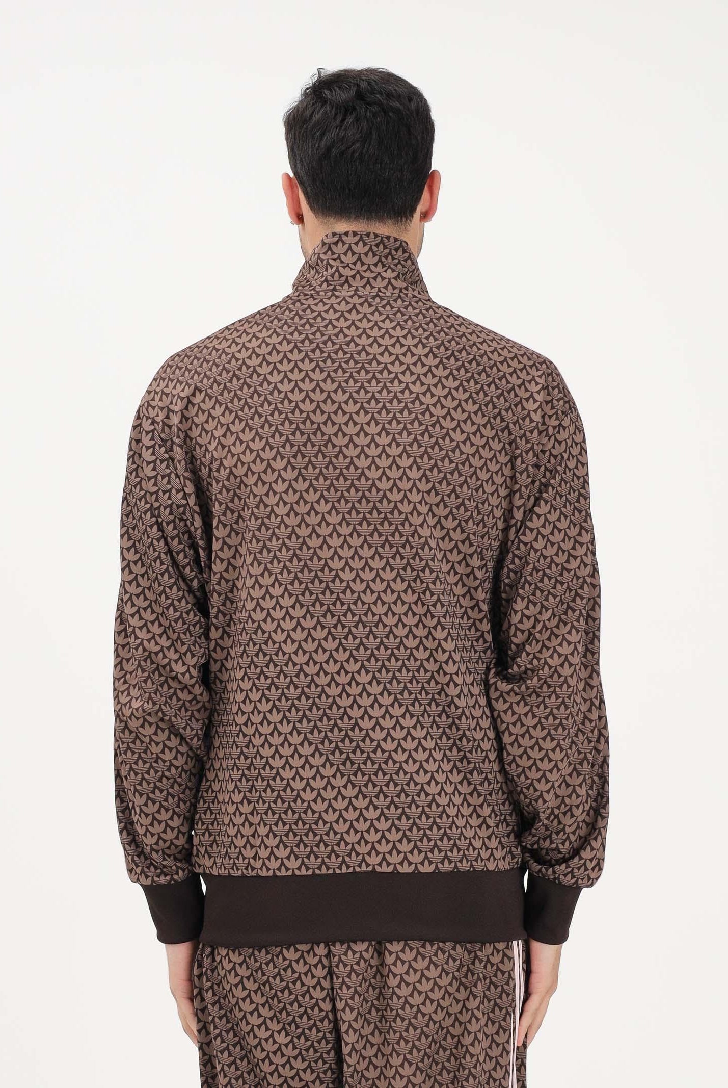 ADIDAS ORIGINALS Felpa con zip Firebird Loose Monogram marrone e rosa per uomo e donna KE1677 . ADIDAS ORIGINALS