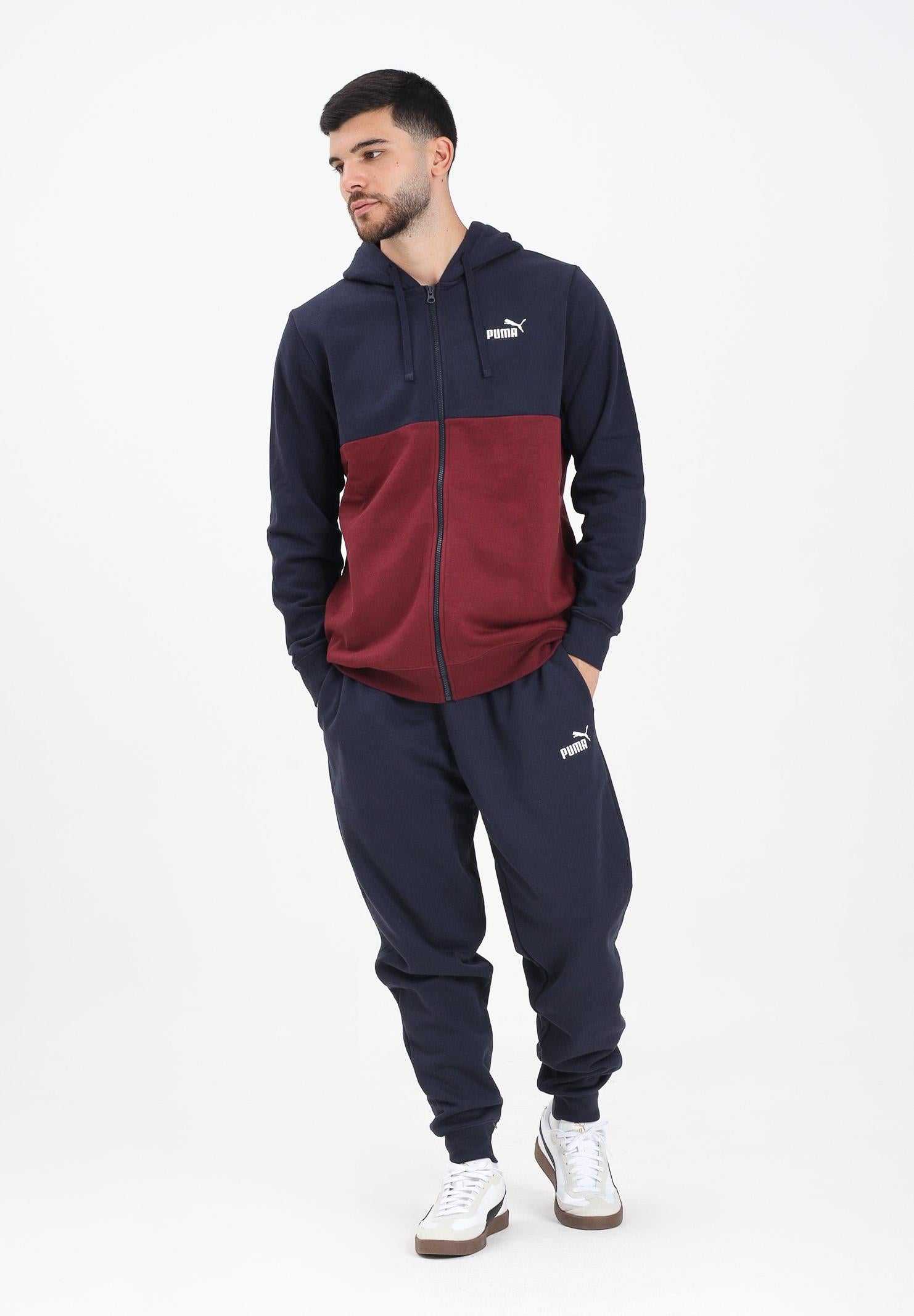 PUMA Tuta blu e bordeaux da uomo con logo 692158 16 PUMA