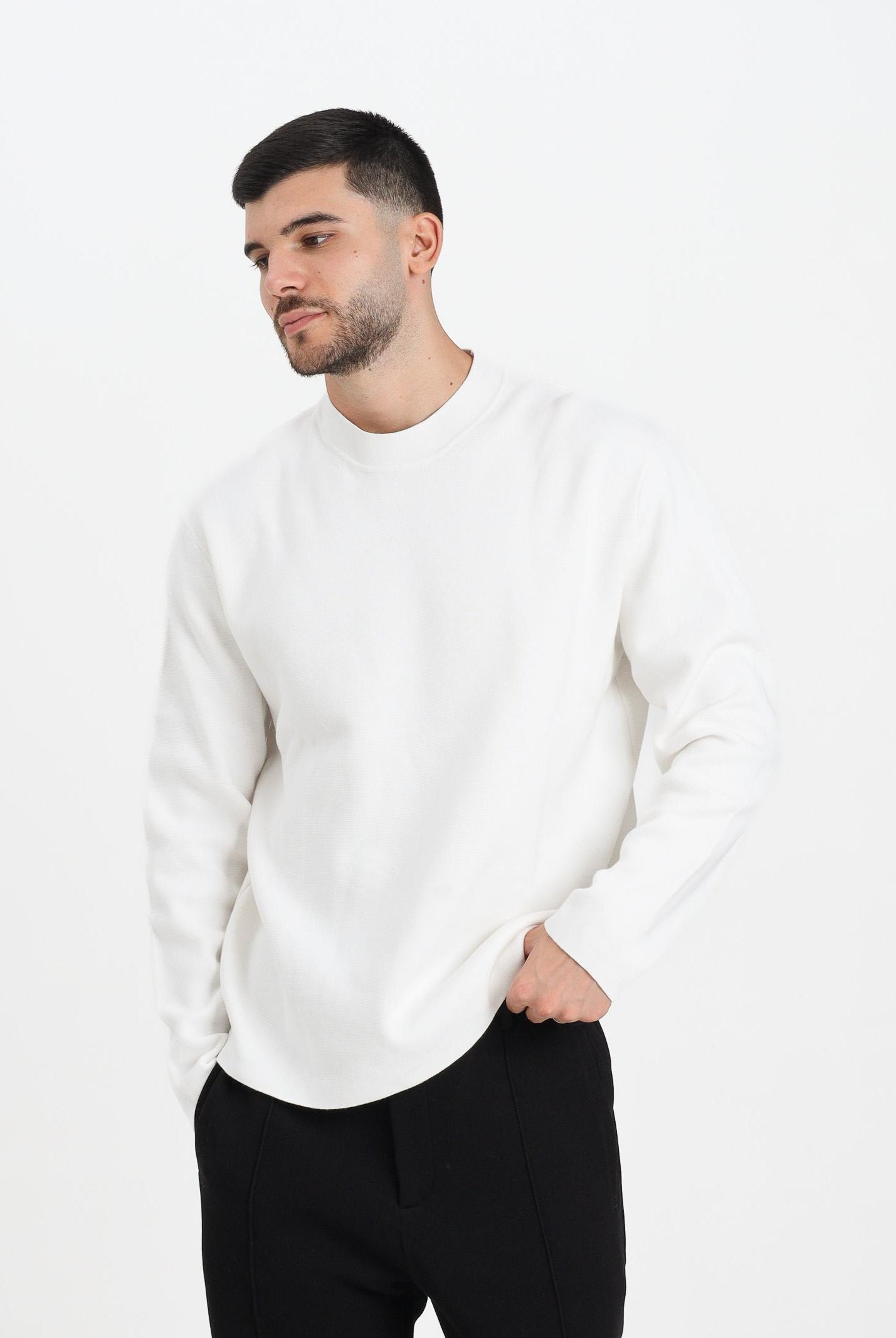 SELECTED HOMME Maglioncino girocollo panna da uomo 16098435 Egret SELECTED HOMME