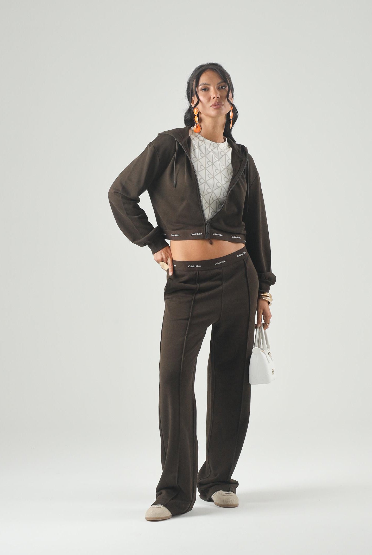 CALVIN KLEIN JEANS Pantaloni Logo Waistband Wide Leg Joggers dark coffee marrone, colore basico marrone, donna. LV047G253G TO2 CALVIN KLEIN JEANS