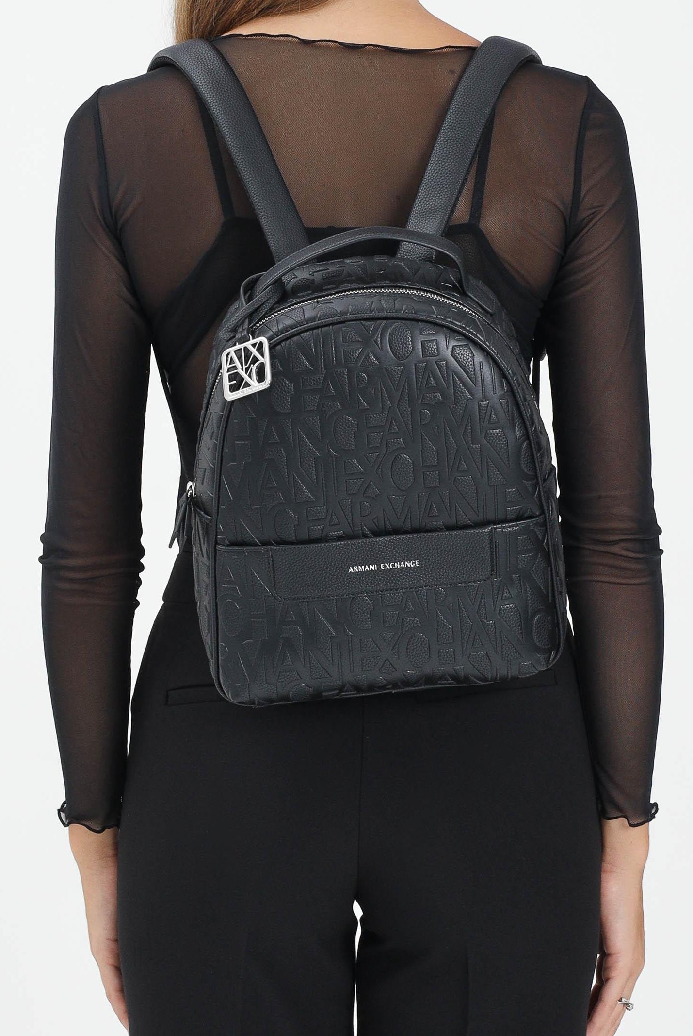 ARMANI EXCHANGE Zaino nero da donna con logo all-over XW002234AF15774 UC001 ARMANI EXCHANGE