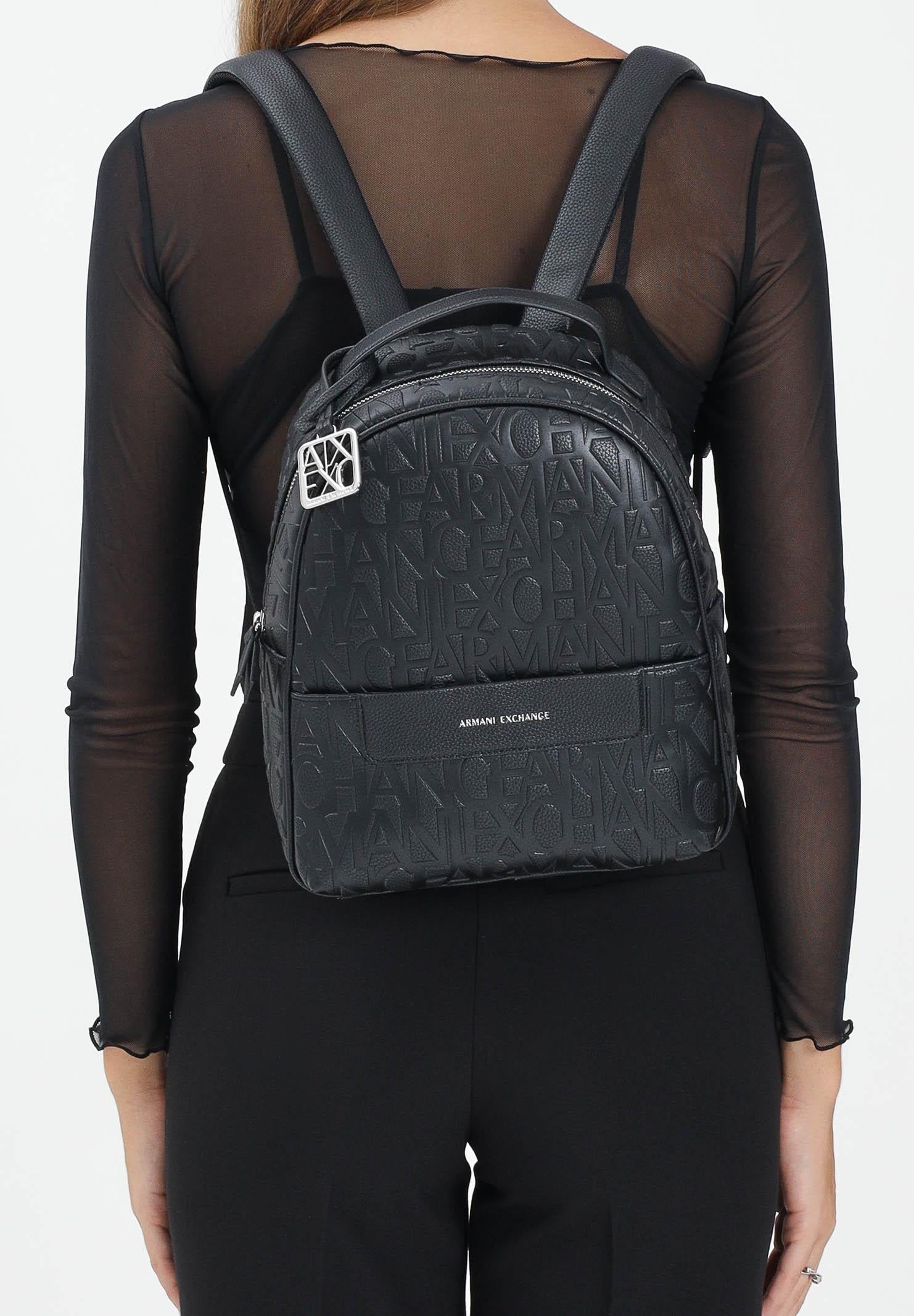 ARMANI EXCHANGE Zaino nero da donna con logo all-over XW002234AF15774 UC001 ARMANI EXCHANGE