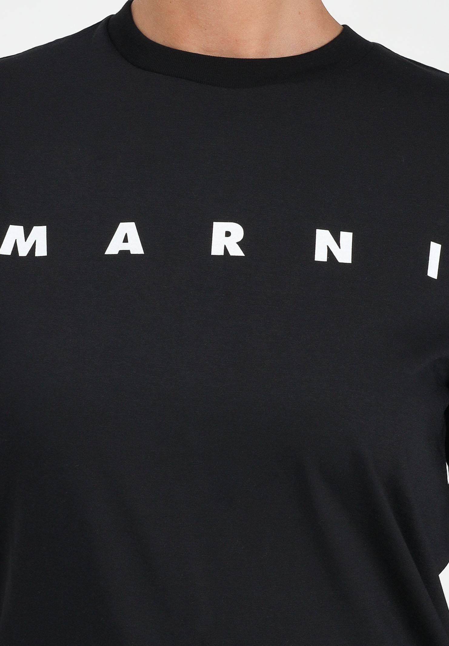 MARNI T-shirt a manica corta nera per donna, ragazzi e bambini con stampa logo M01601M00RF 0M900 MARNI