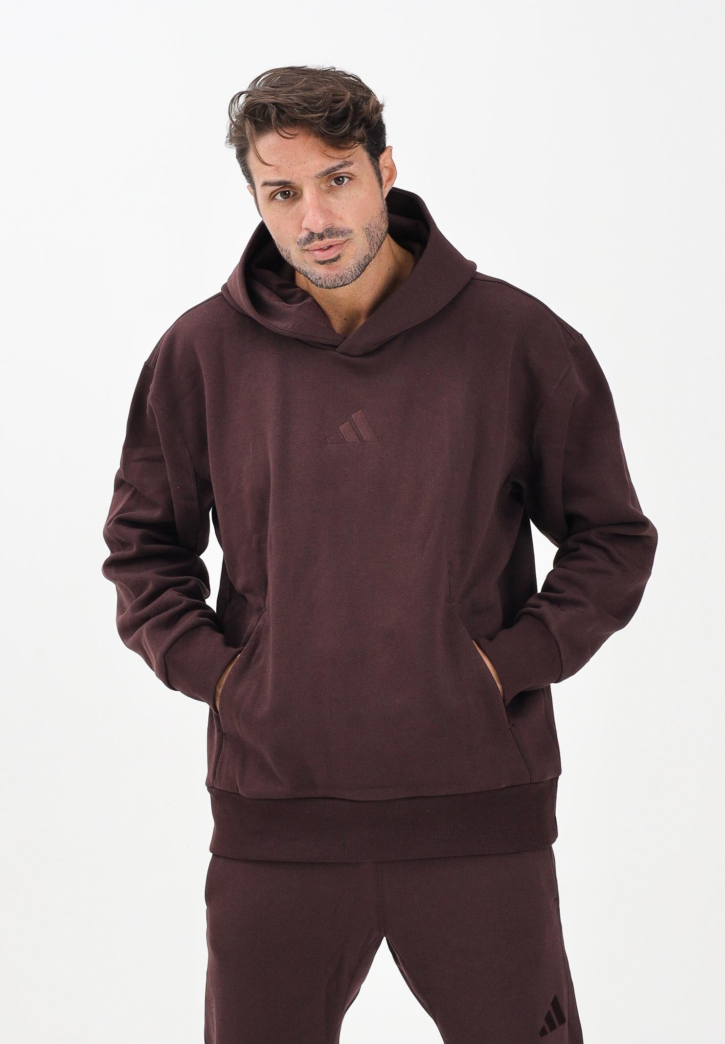 ADIDAS PERFORMANCE Felpa con cappuccio ALL SZN Fleece marrone da uomo JX5090 . ADIDAS PERFORMANCE