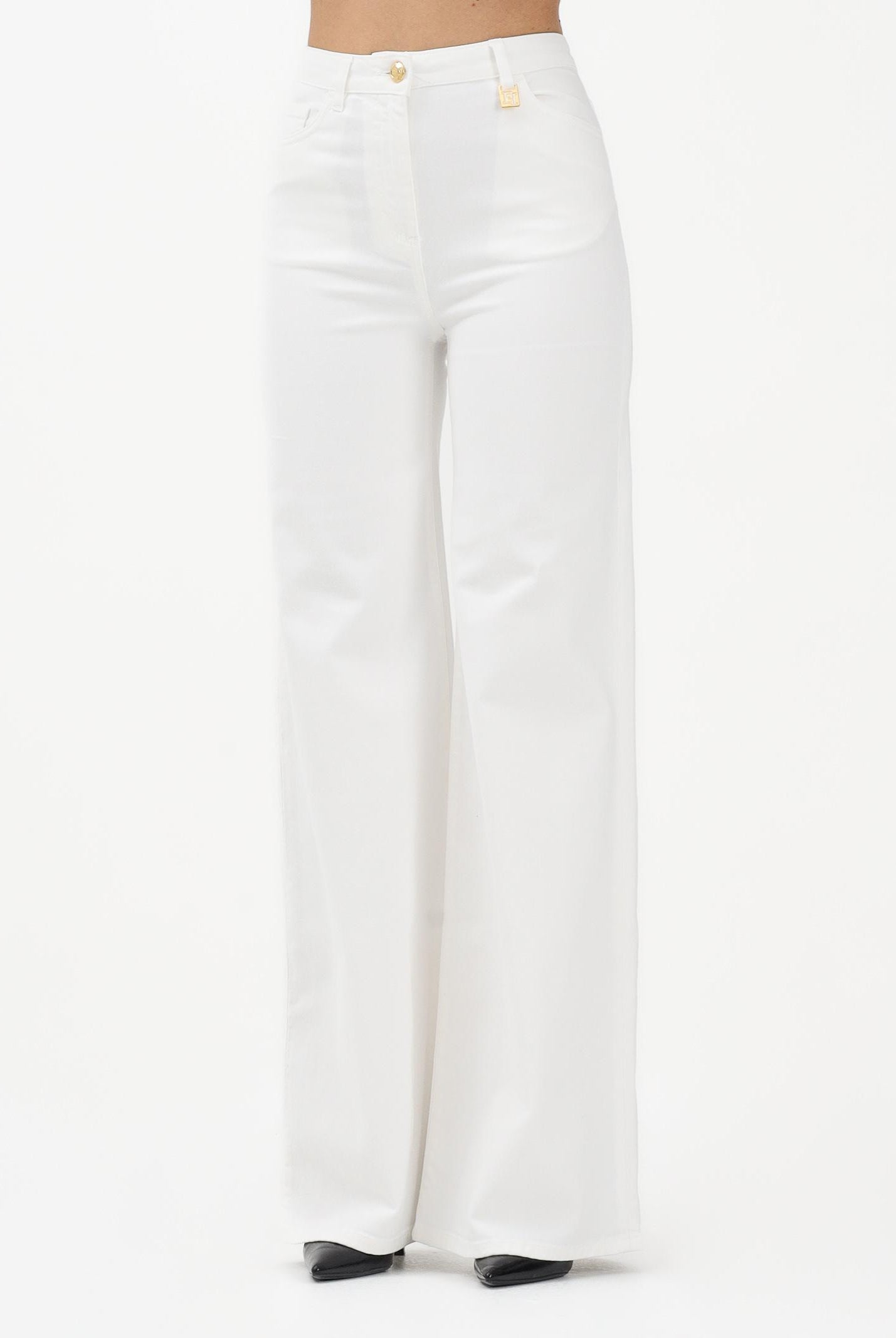 ELISABETTA FRANCHI Jeans a palazzo avorio da donna PJ23N61E2 360 ELISABETTA FRANCHI
