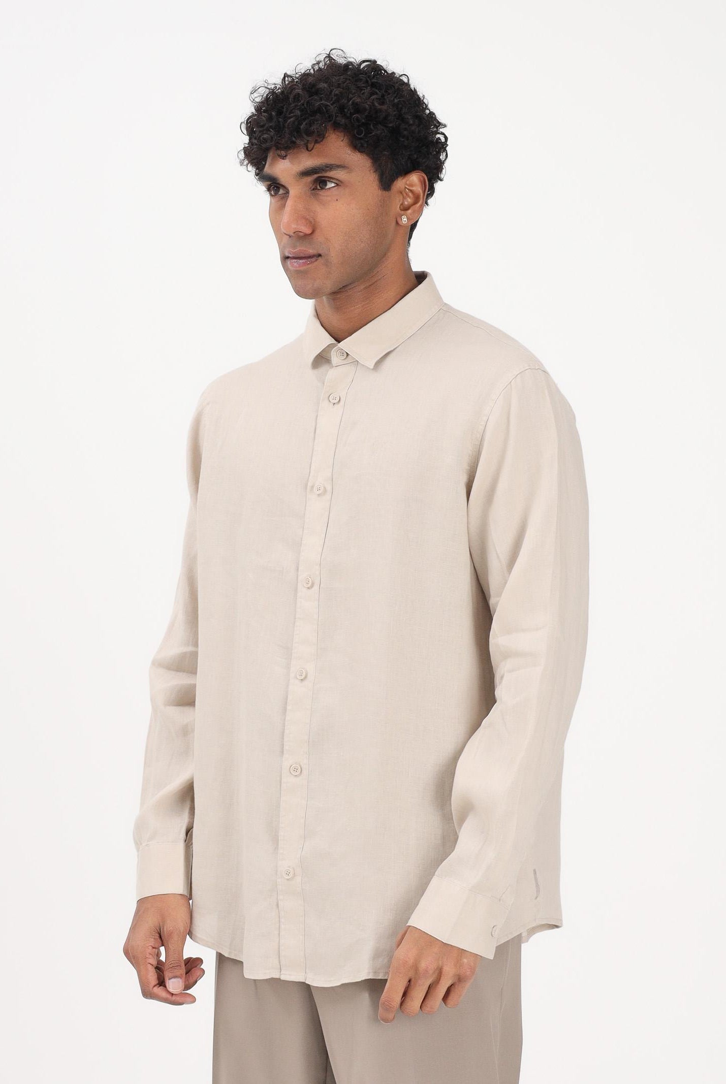 ARMANI EXCHANGE Camicia a manica lunga beige da uomo in lino XM001221AF14619 U1102 ARMANI EXCHANGE