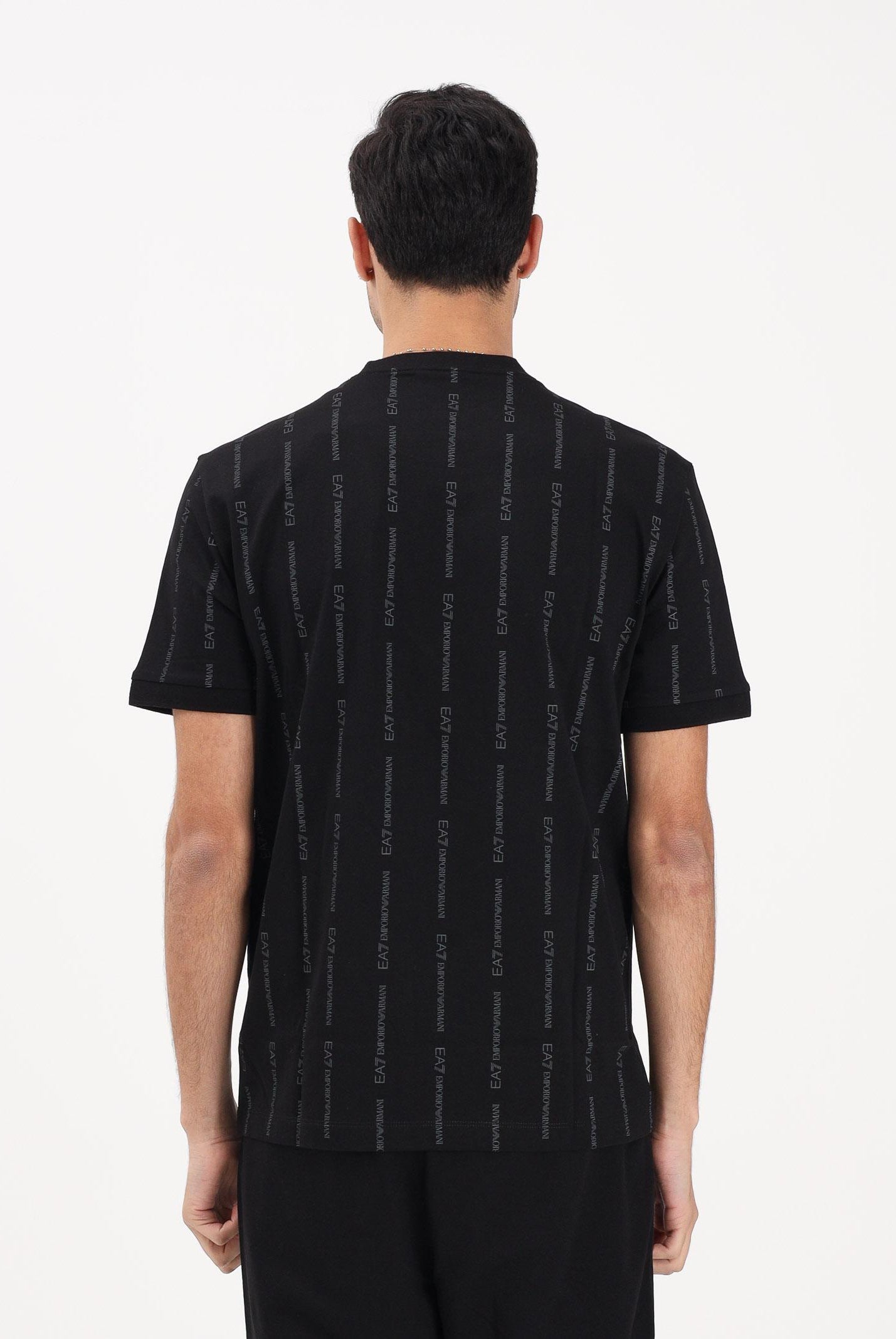 EA7 T-shirt a manica corta nera da uomo con logo all-over 7M001391AF12874 FC039 EA7