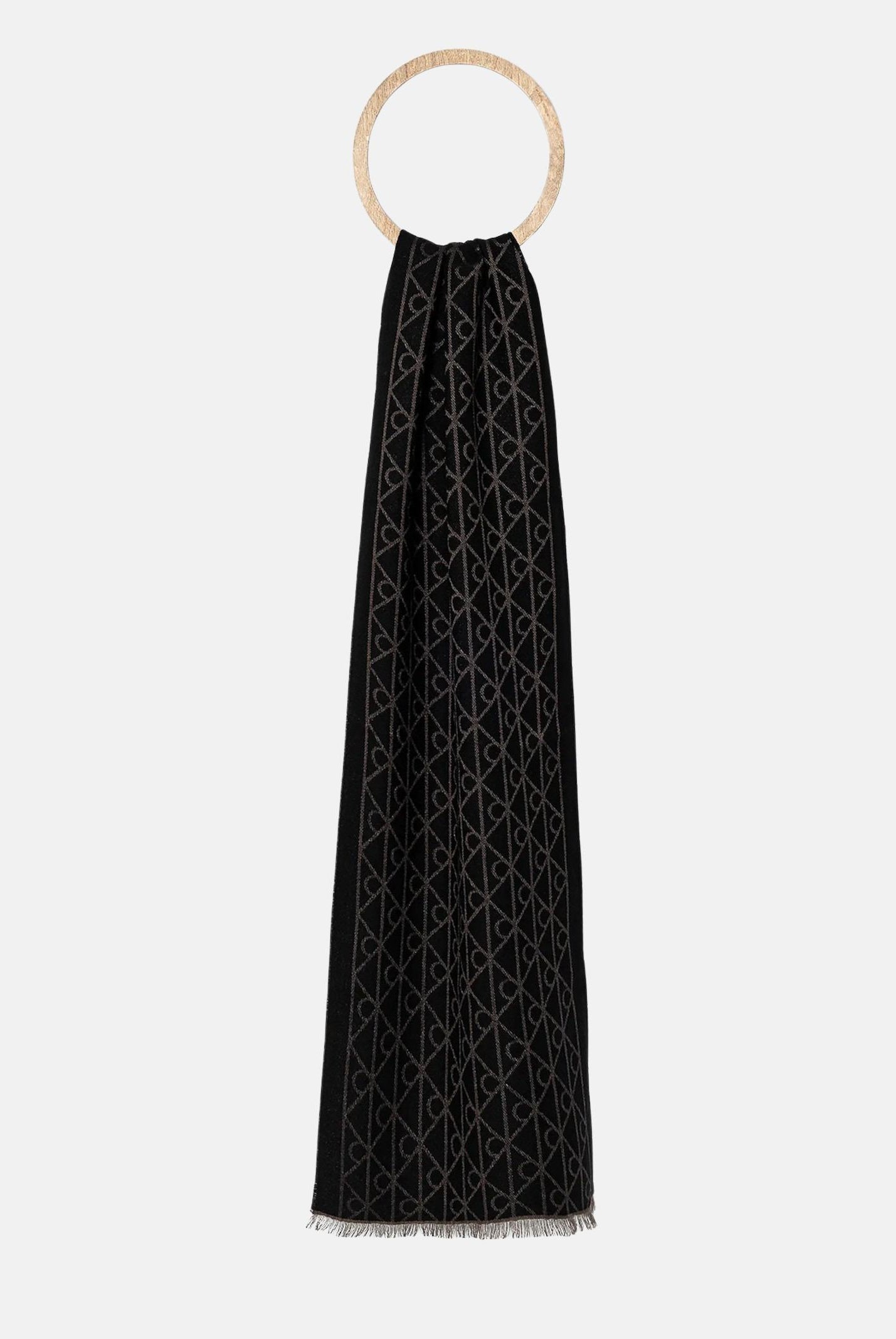 CALVIN KLEIN Pashmina nera per uomo e donna con motivo monogram LV04D8064G BAY CALVIN KLEIN