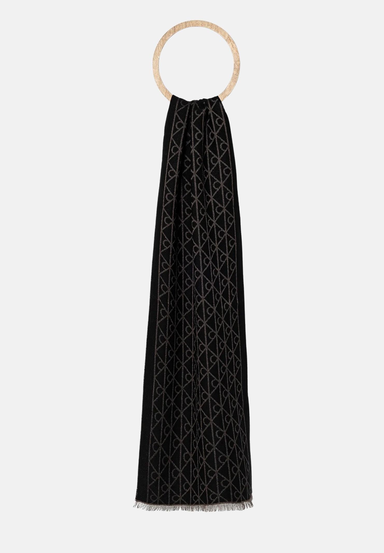 CALVIN KLEIN Pashmina nera per uomo e donna con motivo monogram LV04D8064G BAY CALVIN KLEIN