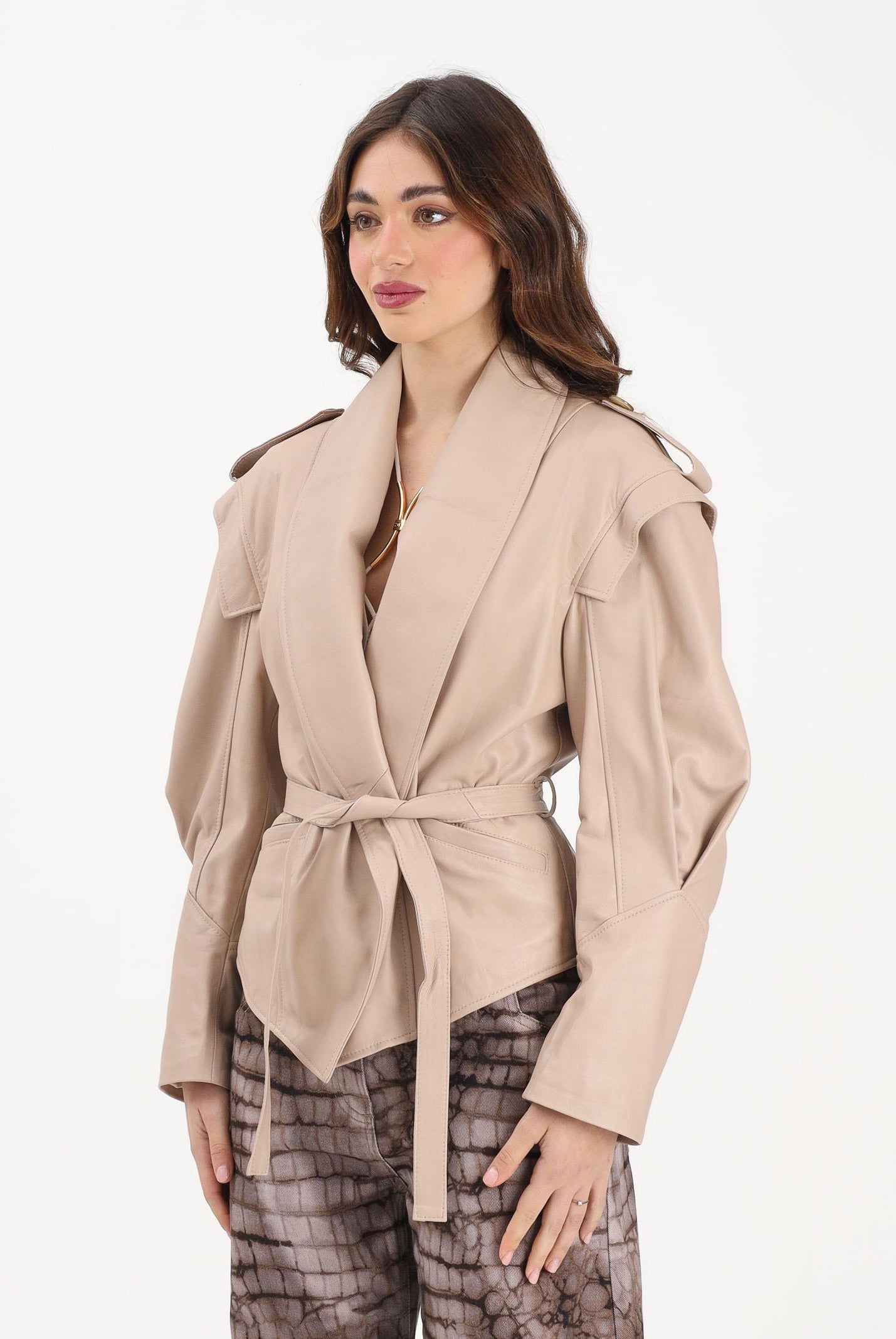 VICOLO Giubbotto di pelle Marant beige da donna TAB0179 ABU03 VICOLO