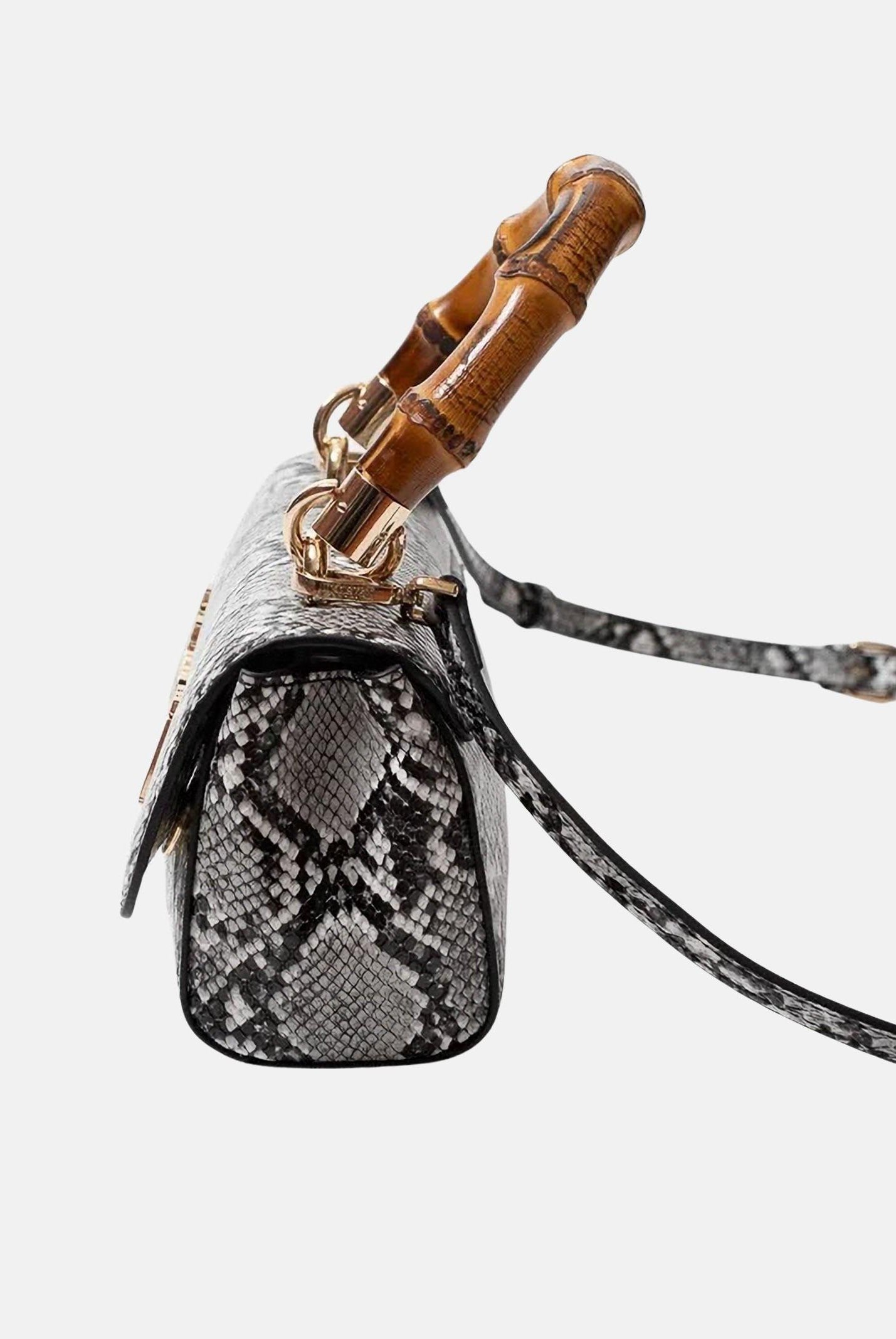 JUST CAVALLI Borsa a mano da donna con stampa effetto pitone nei toni del bianco e nero 80RA4BD1ZSD84 L02 JUST CAVALLI