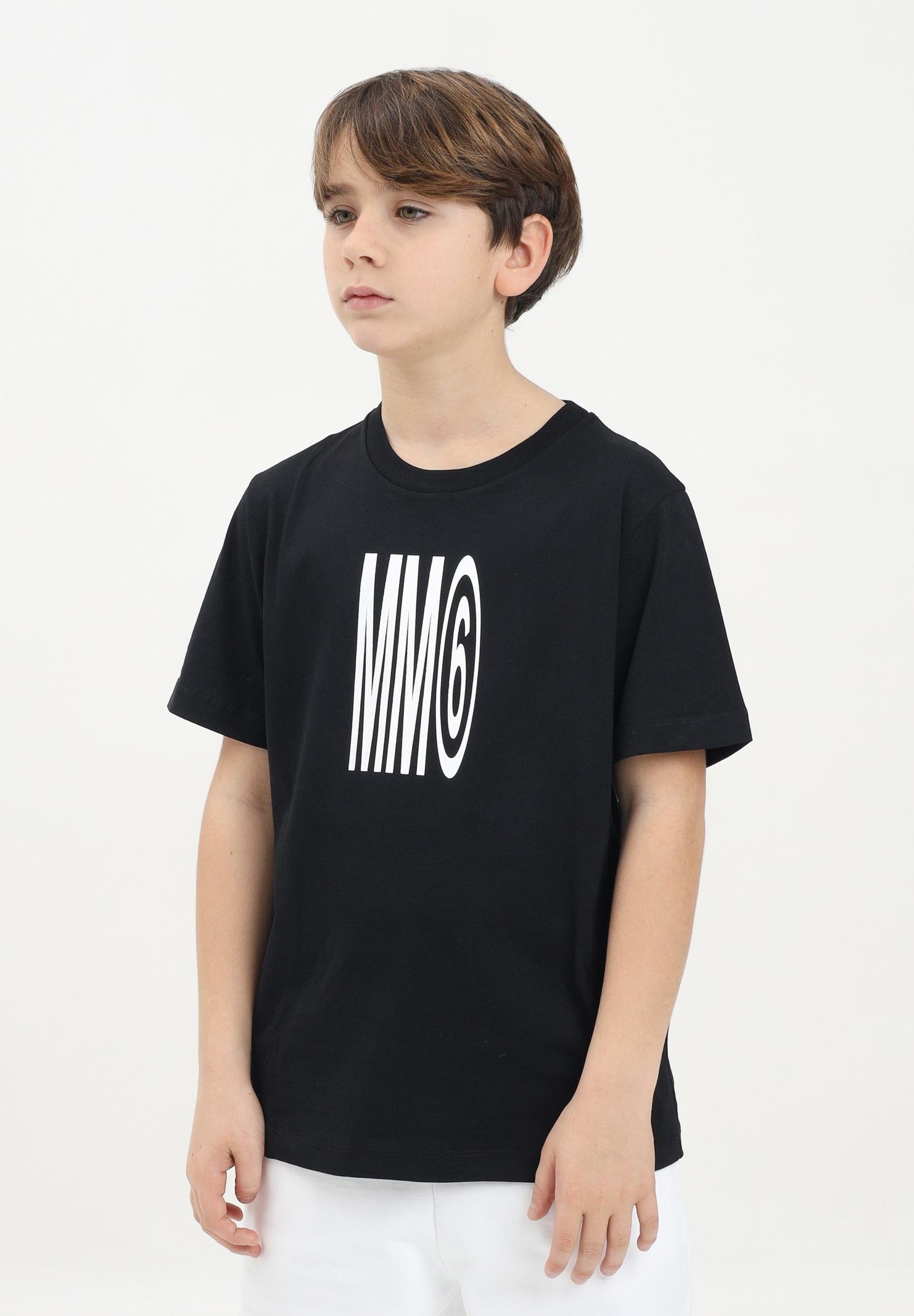 MAISON MARGIELA T-shirt a manica corta nera per donna, ragazzi e bambini con logo MM6 M60807MM04I NE MAISON MARGIELA