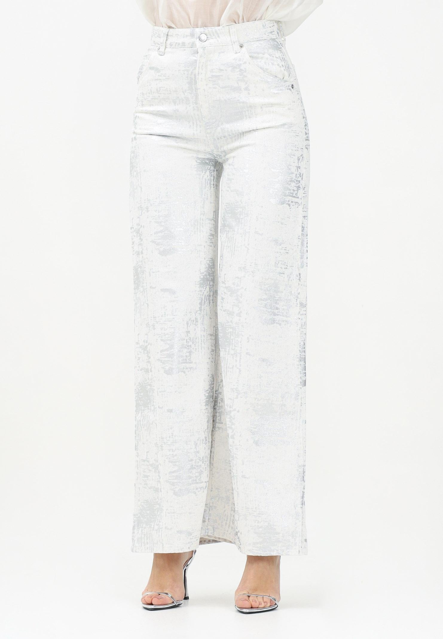 VICOLO Jeans a palazzo bianco da donna con dettagli argento DD5128 AAR VICOLO