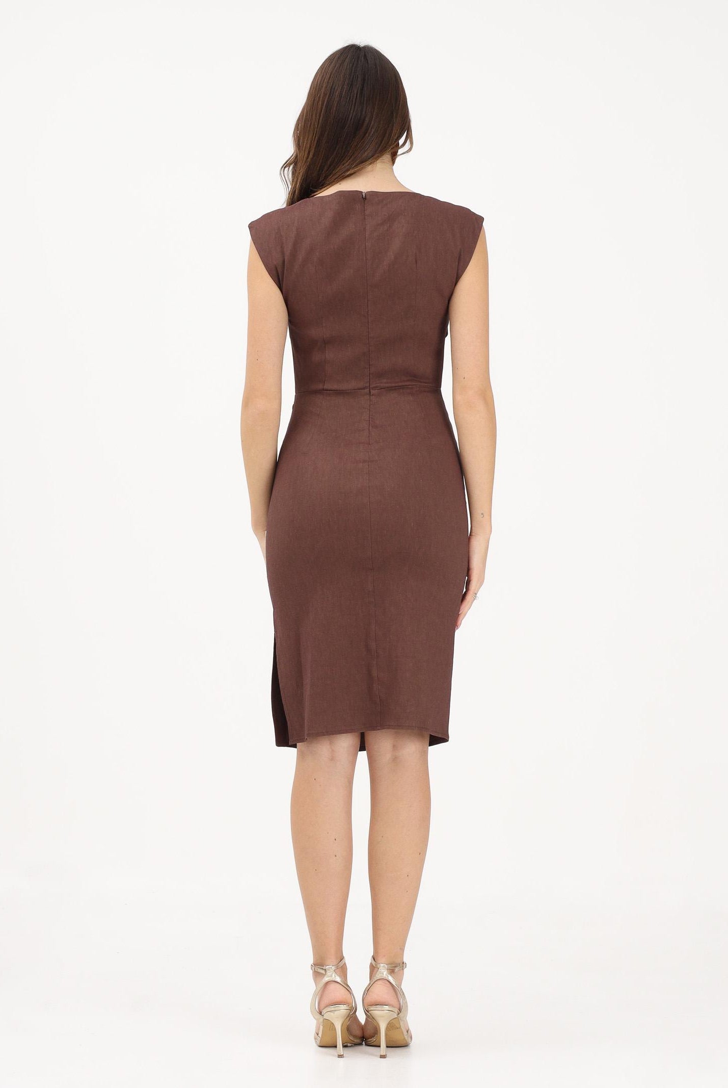 PINKO Abito midi marrone da donna in lino 106521A34I L78 PINKO