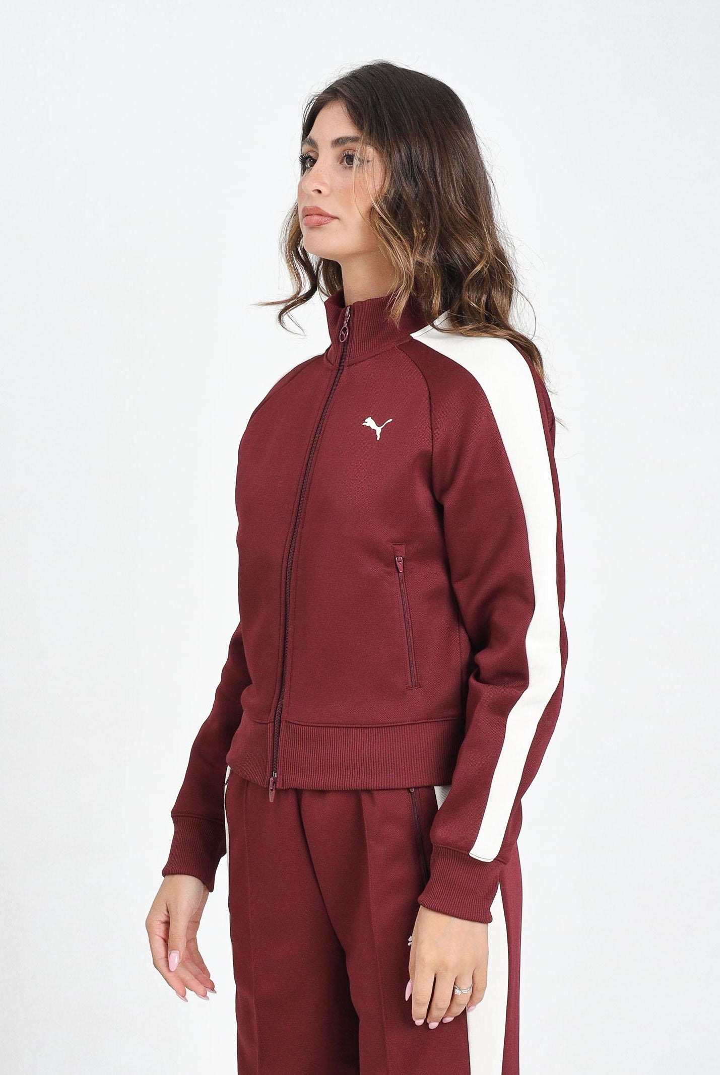 PUMA Felpa con zip T7 ALWAYS ON bordeaux da donna 629796 96 PUMA