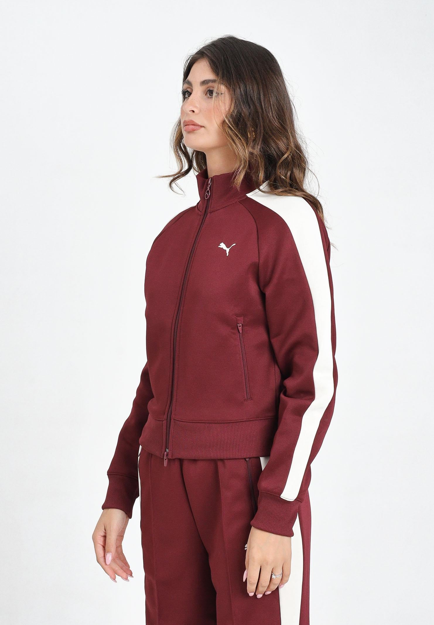 PUMA Felpa con zip T7 ALWAYS ON bordeaux da donna 629796 96 PUMA
