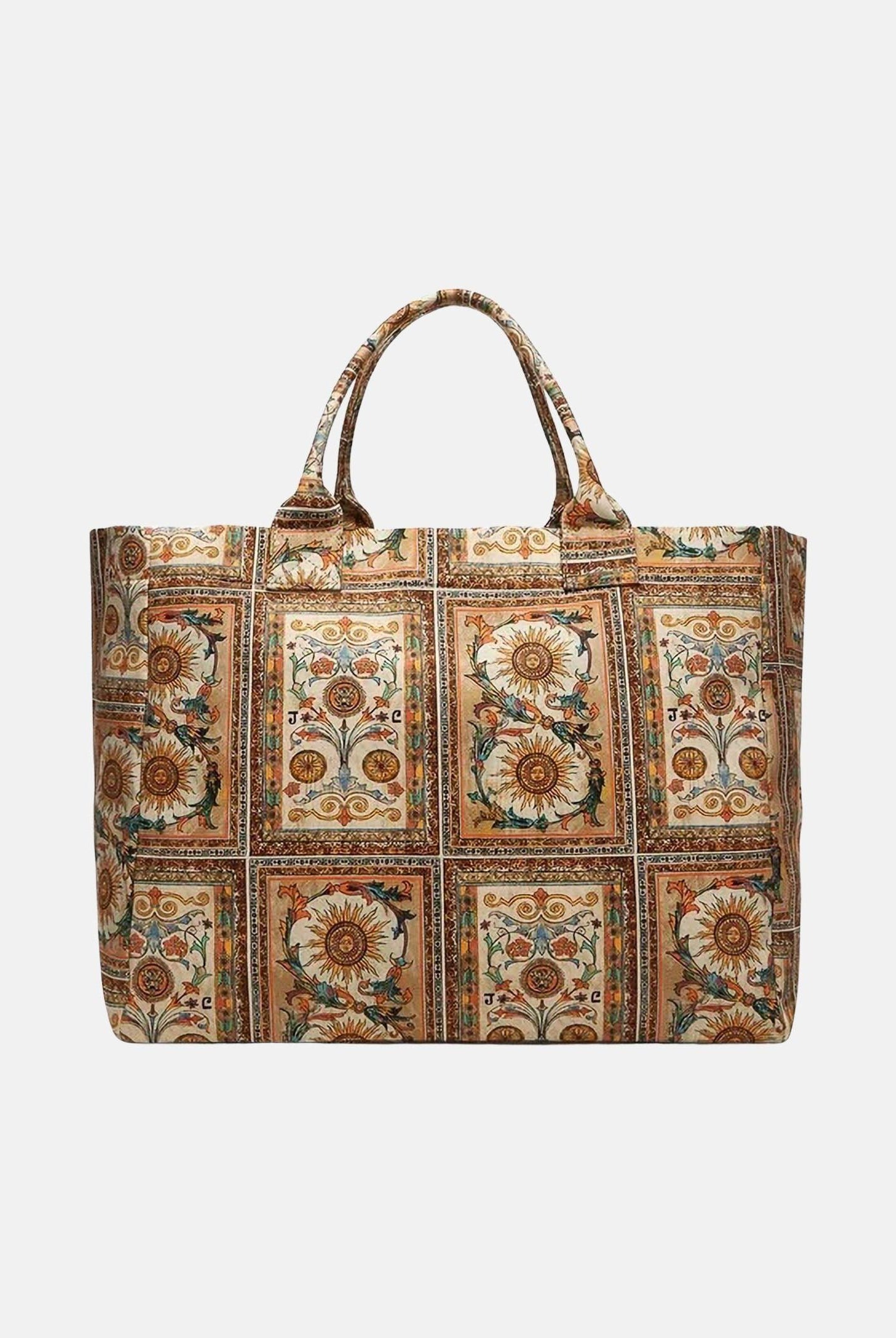 JUST CAVALLI Borsa mare beige da donna con stampa ornamentale 80RA4BS1ZG426 R85 JUST CAVALLI