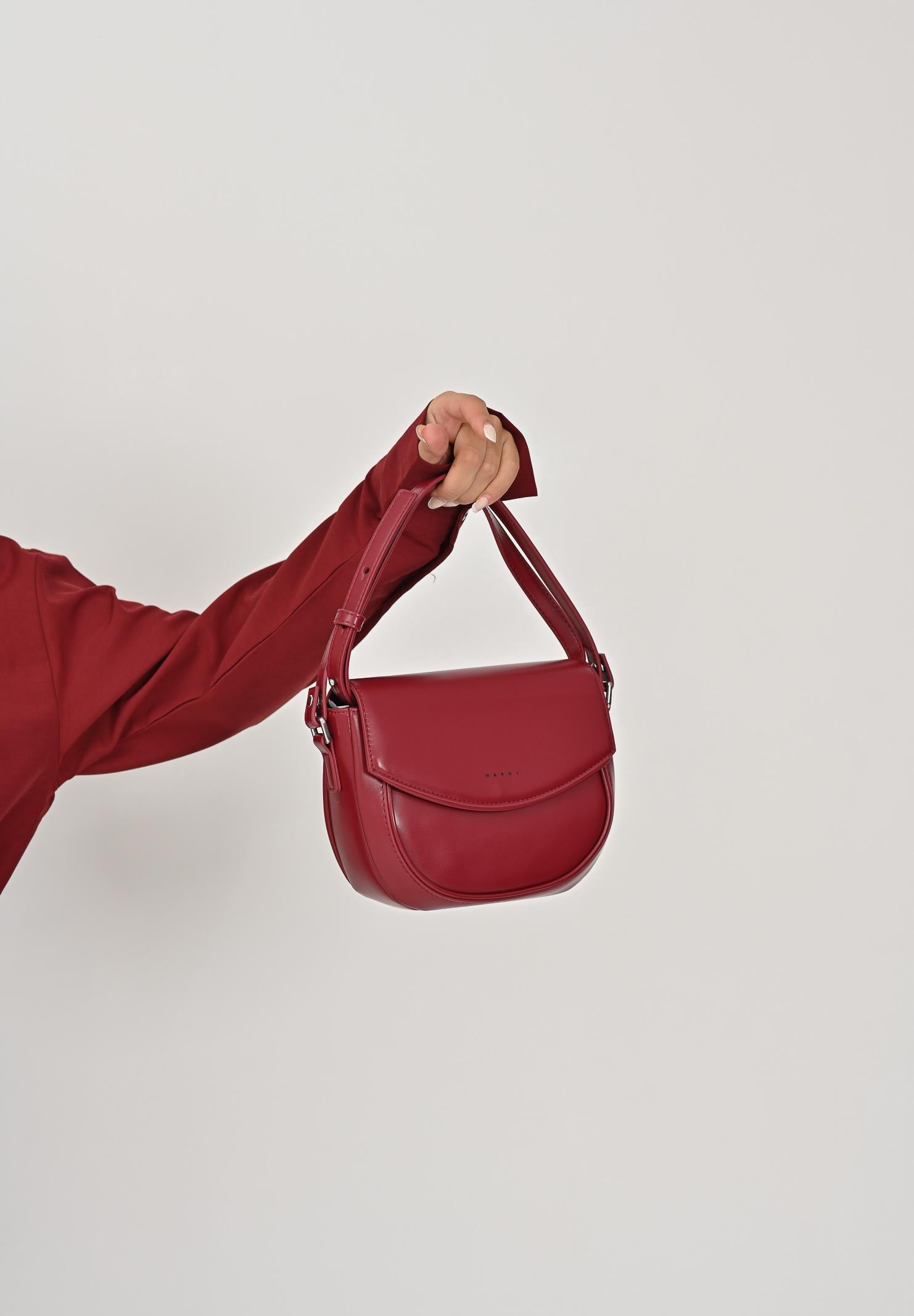 MARNI Borsa a tracolla Smile bordeaux da donna con logo istituzionale M01476M00TK 0M434 MARNI
