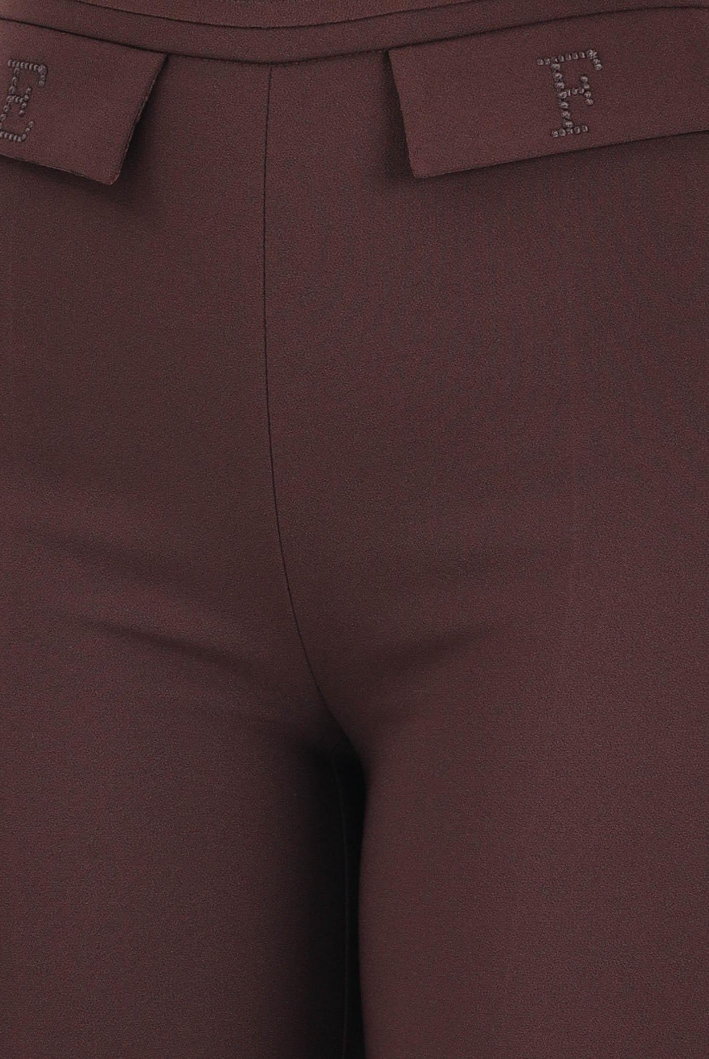 ELISABETTA FRANCHI Pantalone elegante cacao da donna con logo ricamato PA17061E2 644 ELISABETTA FRANCHI