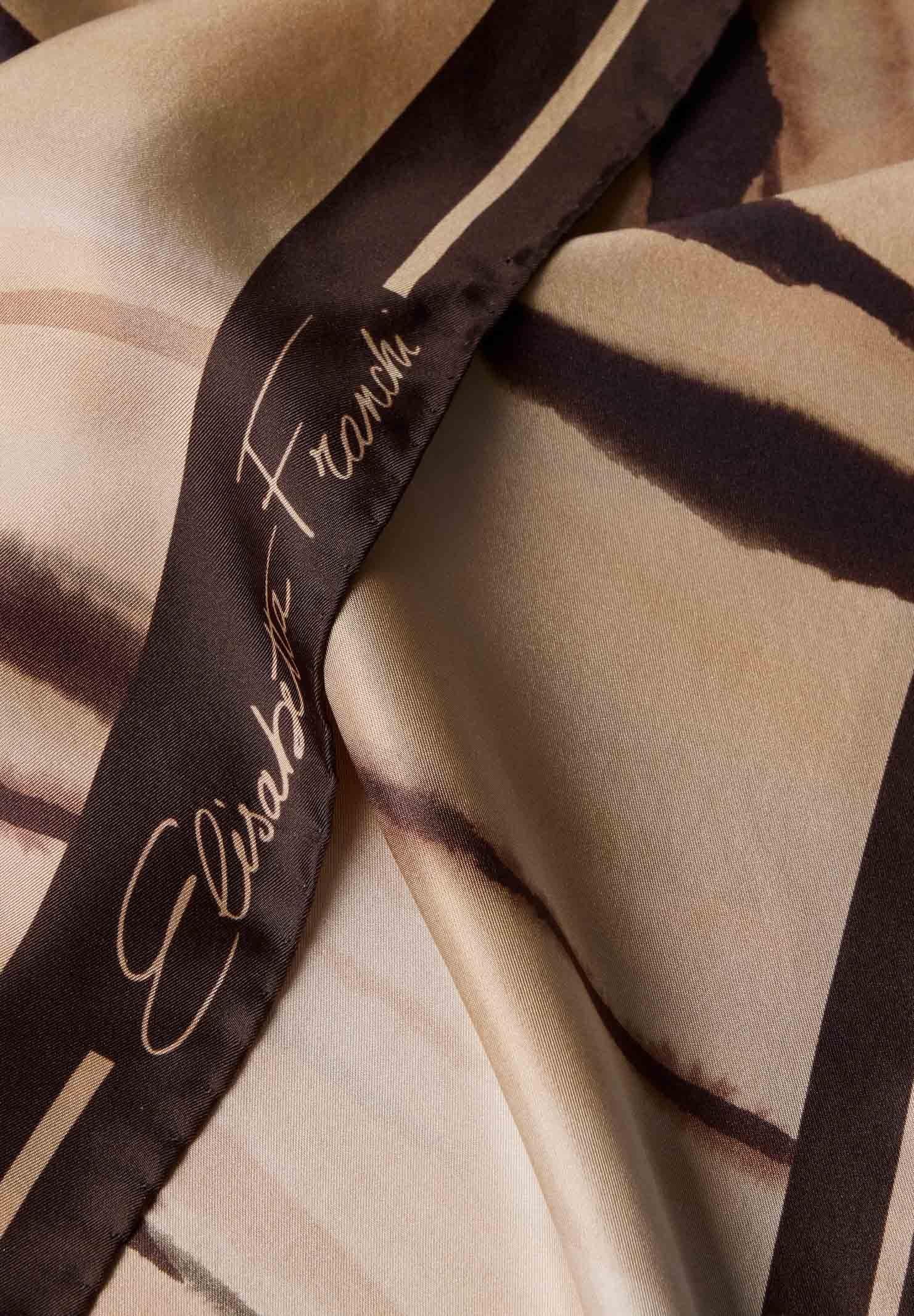 ELISABETTA FRANCHI Foulard beige e marrone da donna con stampa tigre FO26L62E2 470 ELISABETTA FRANCHI